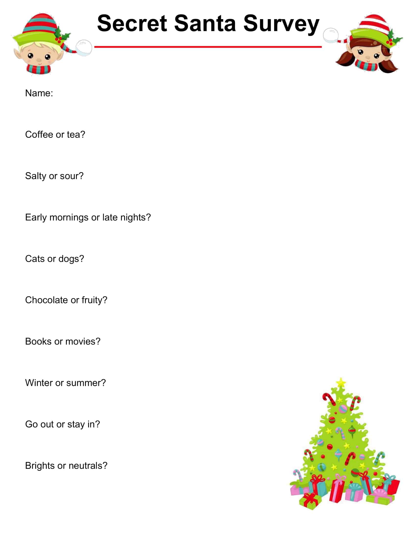printable blank santa questionnaire template printable blank santa questionnaire template