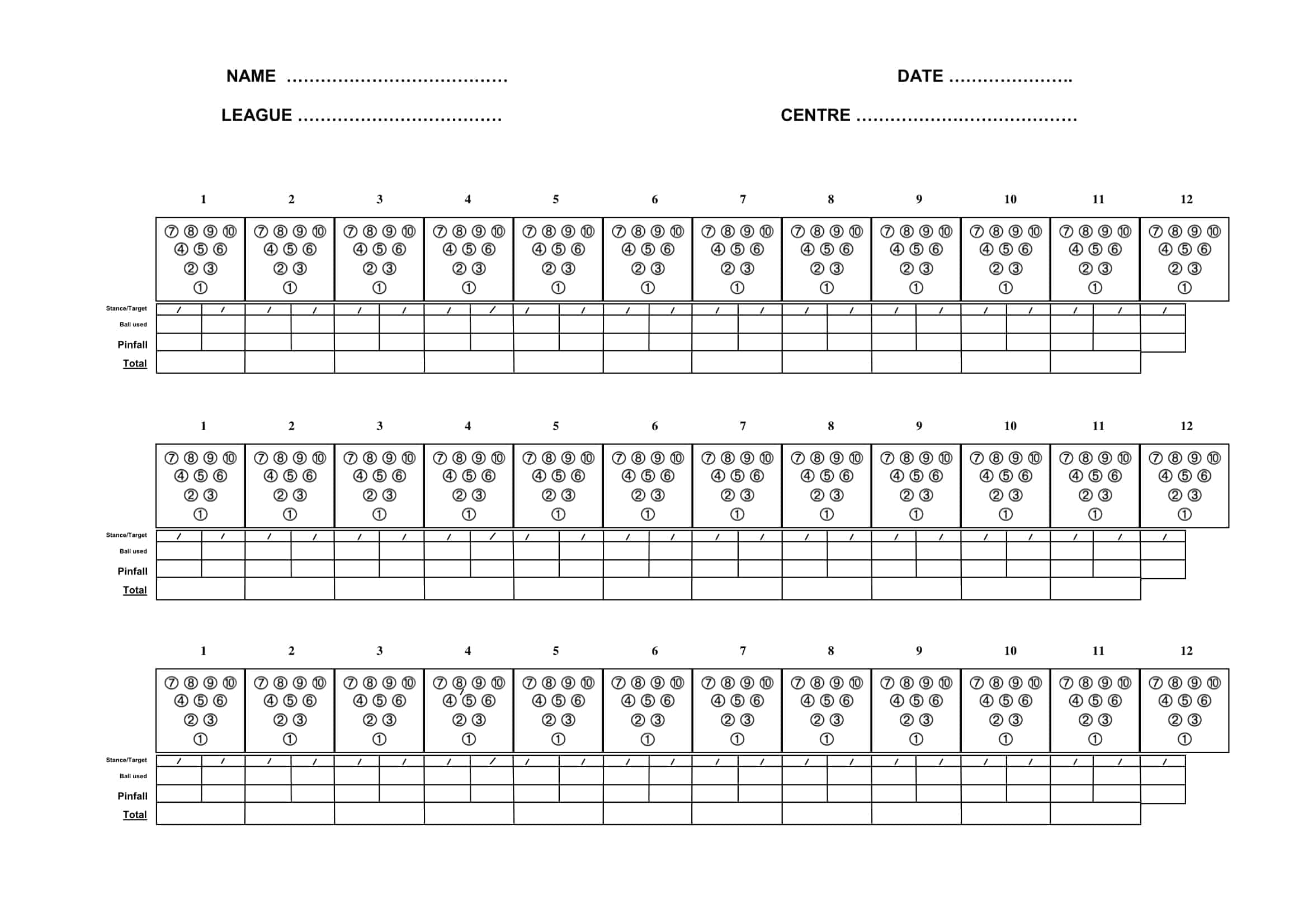 Free Printable Bowling Score Sheet Templates [PDF, Excel] Calculator