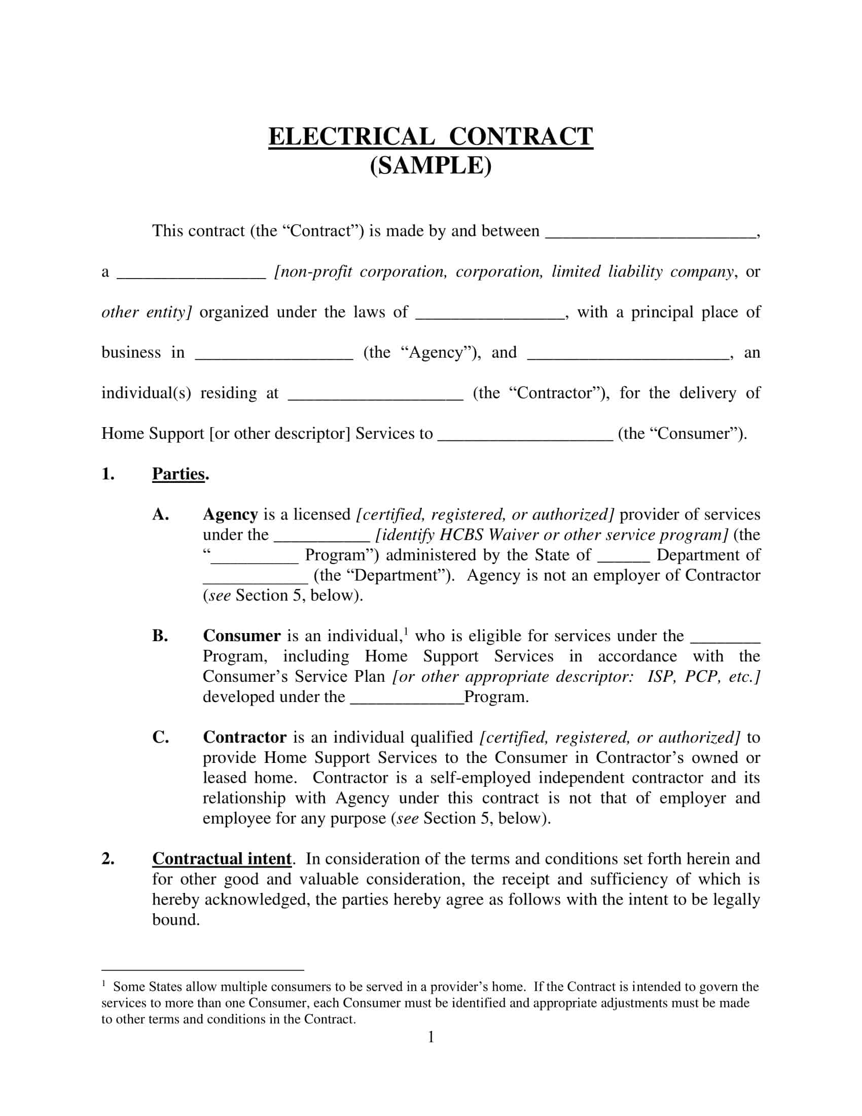 Free Printable Electrical Contract Templates PDF Word Agreement Free Printable Electrical Contract Templates PDF Word Agreement