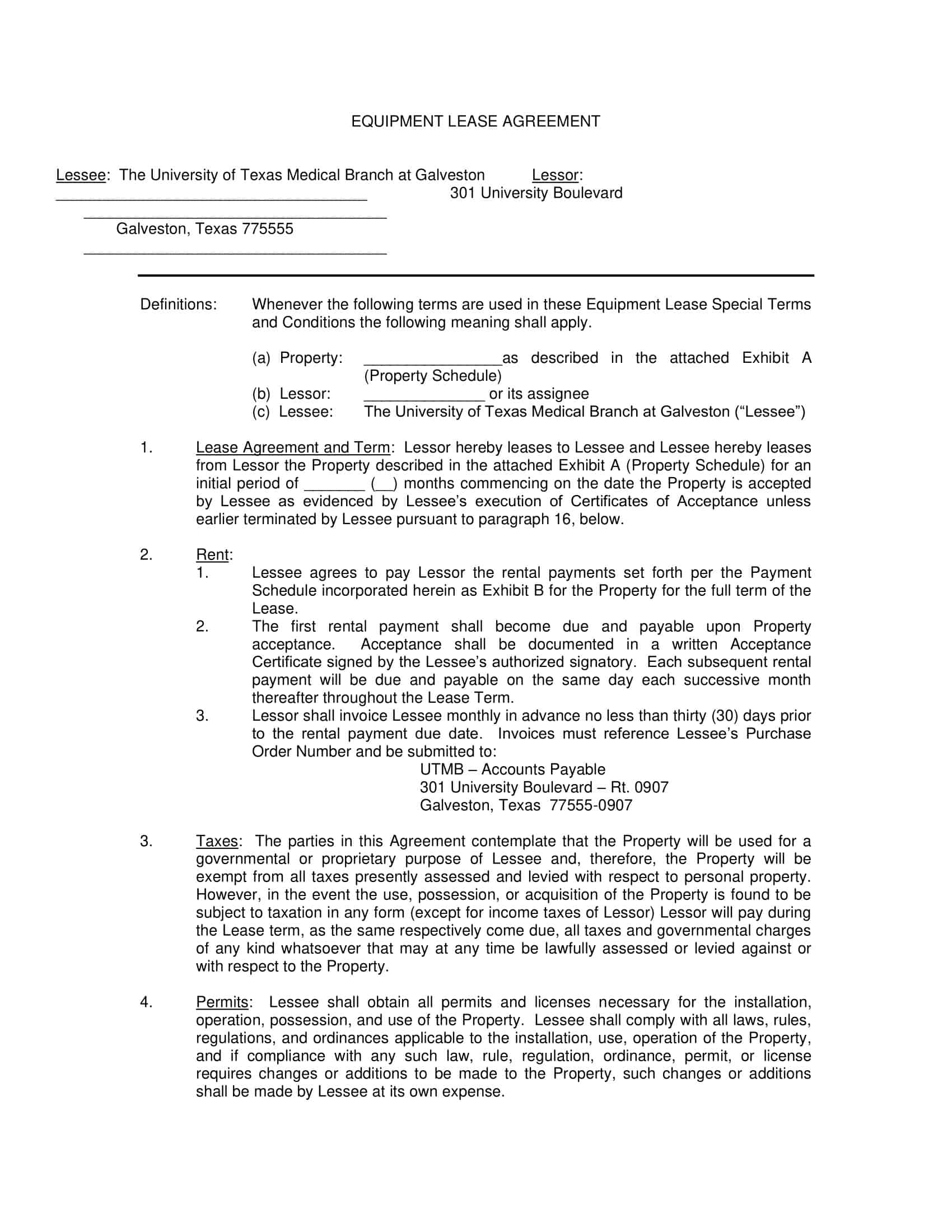 printable equipment lease agreement template printable equipment lease agreement template