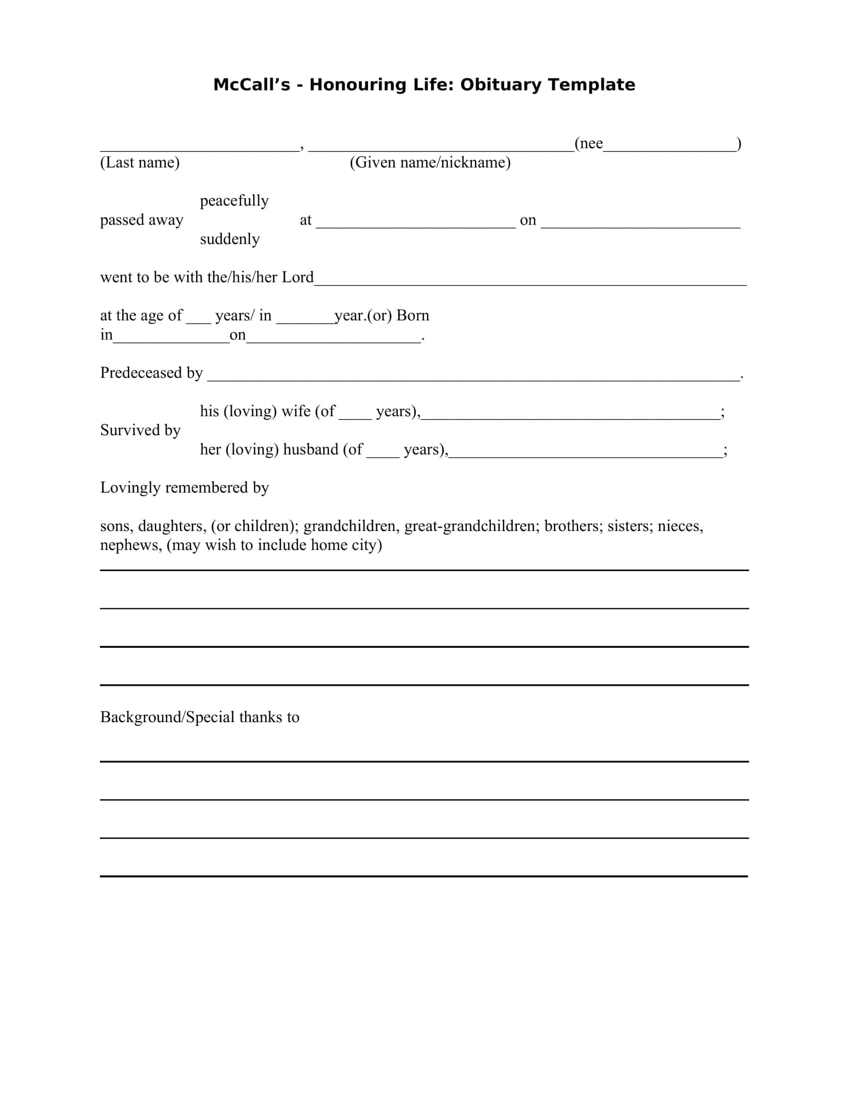 printable obituary template printable obituary template