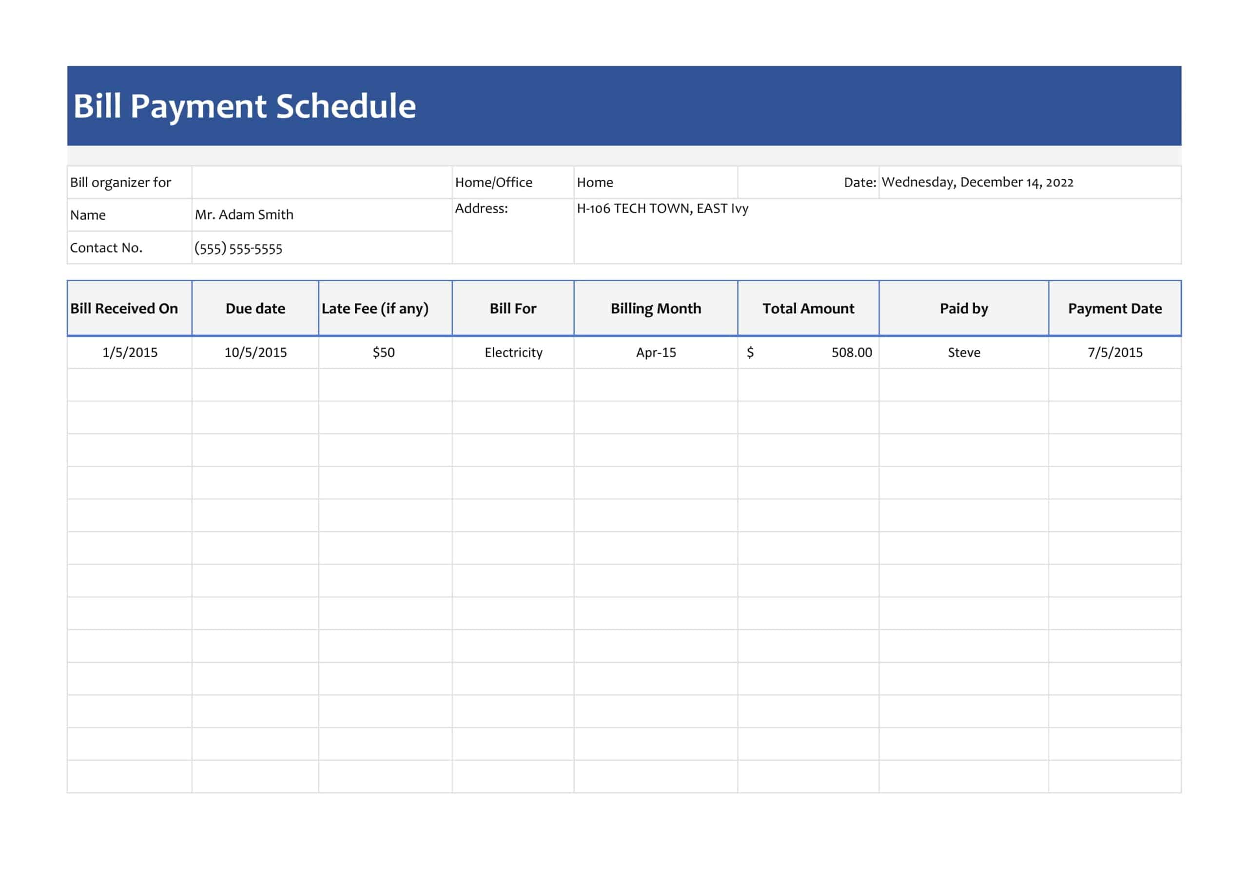printable payment schedule template printable payment schedule template