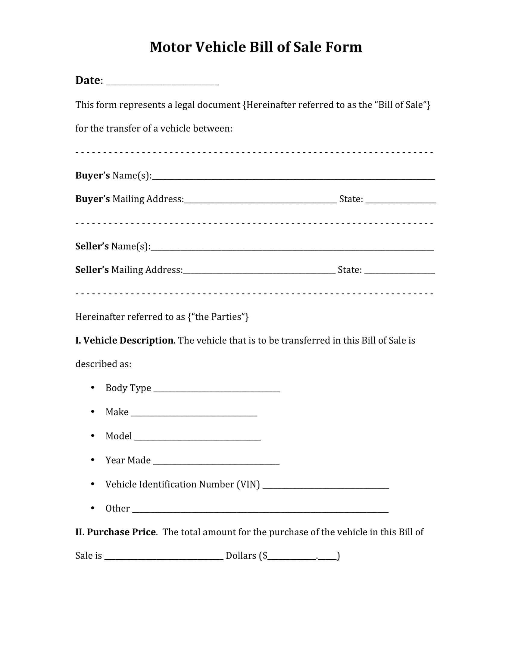 printable vehicle purchase agreement pdf printable vehicle purchase agreement pdf