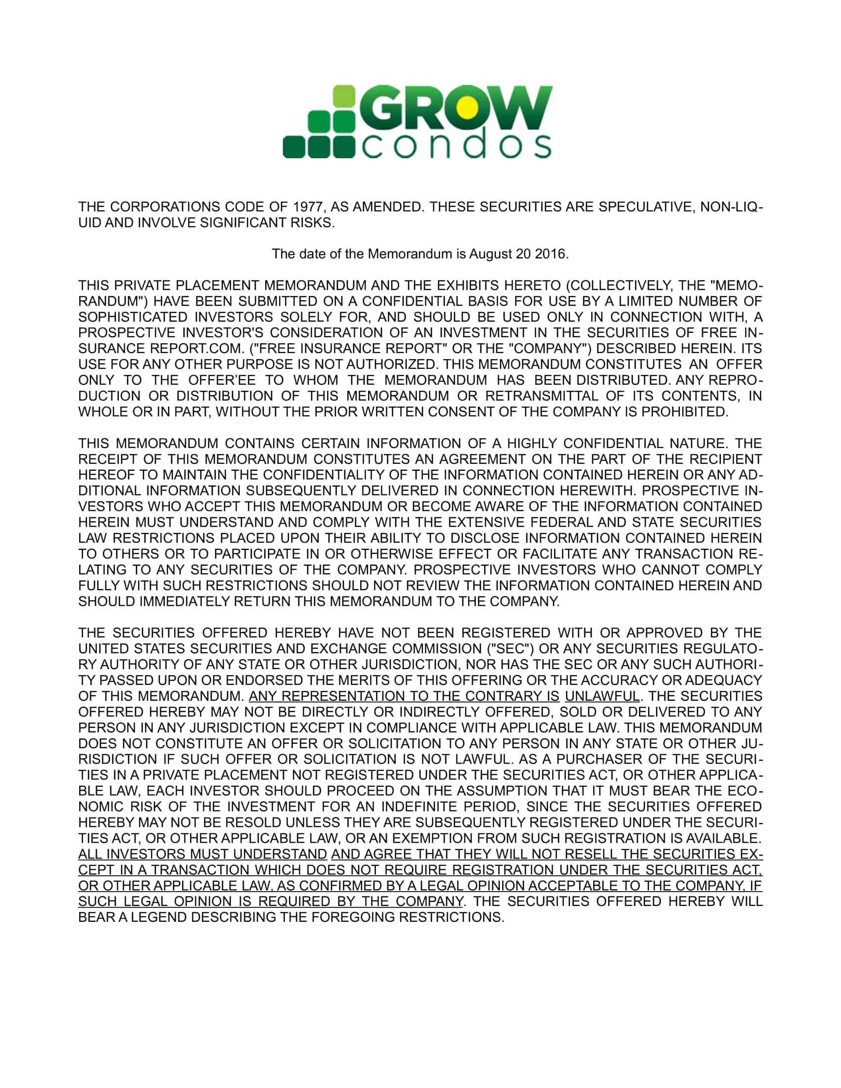 private placement memorandum pdf private placement memorandum pdf