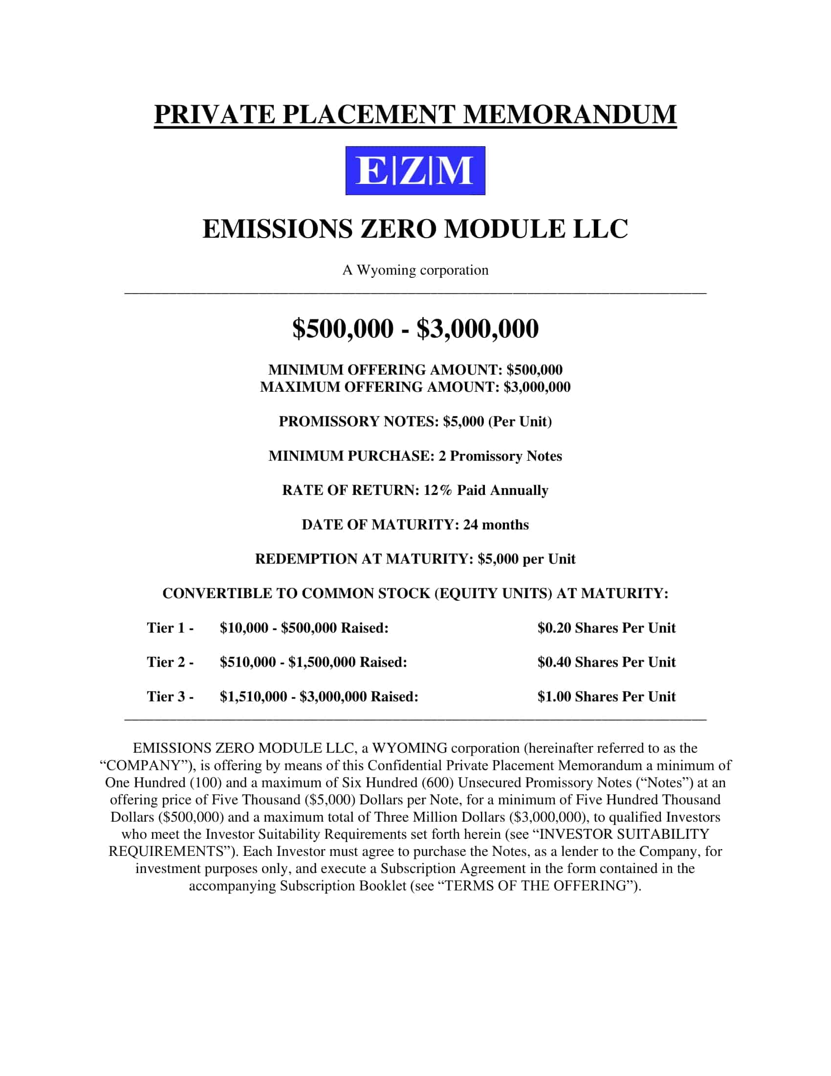 private placement memorandums private placement memorandums