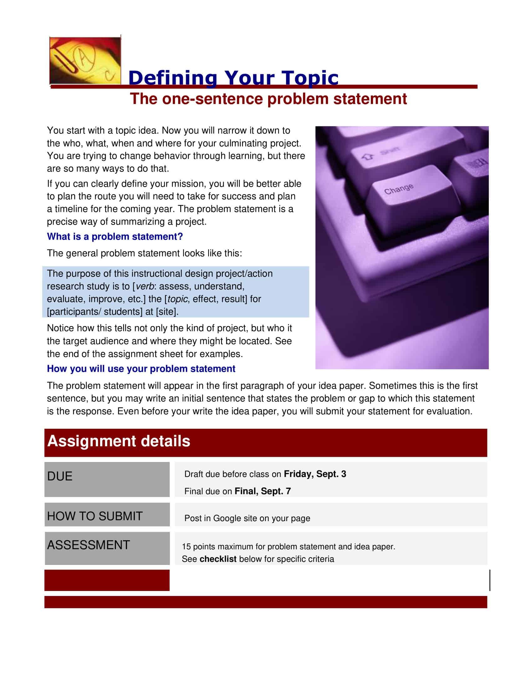 problem statement example problem statement example