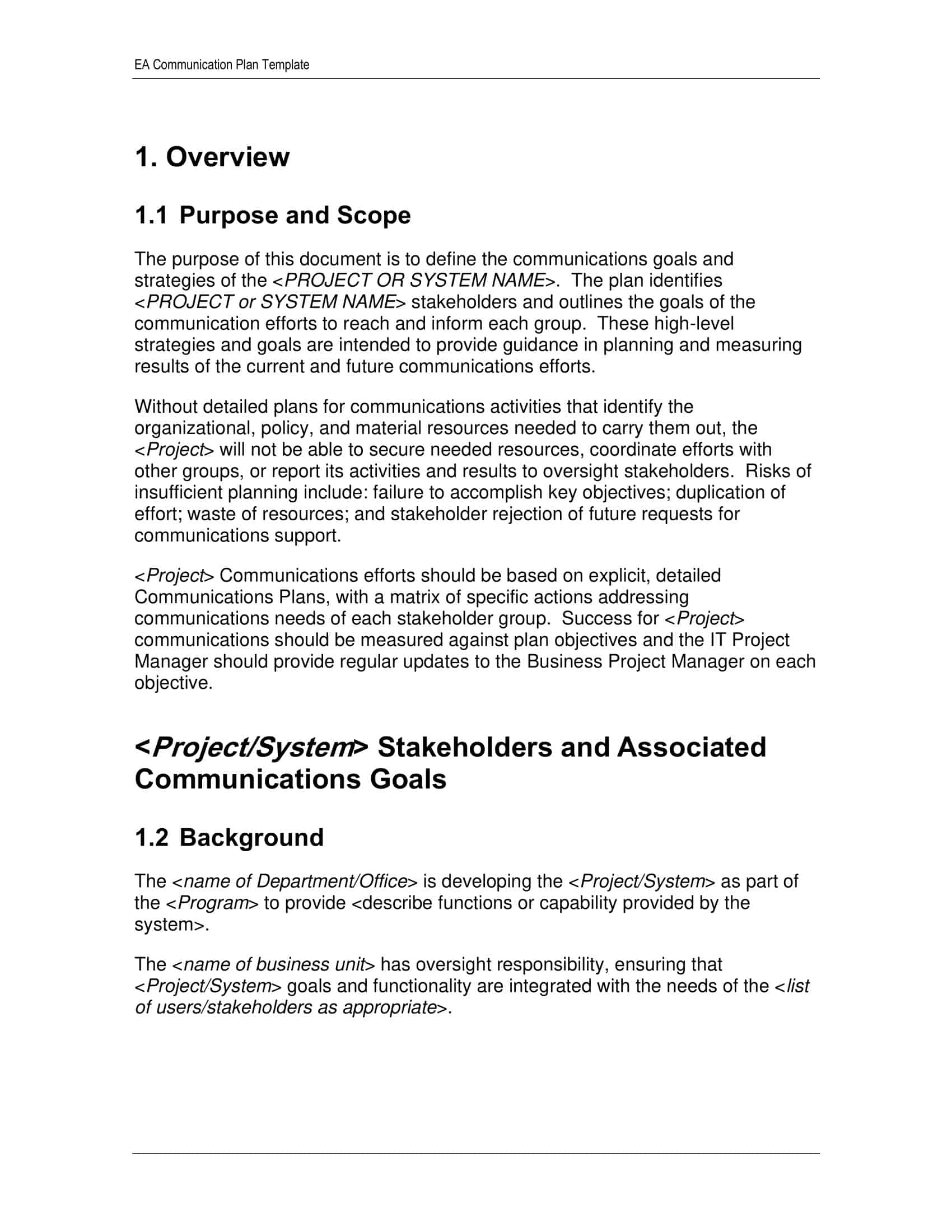project communications plan project communications plan