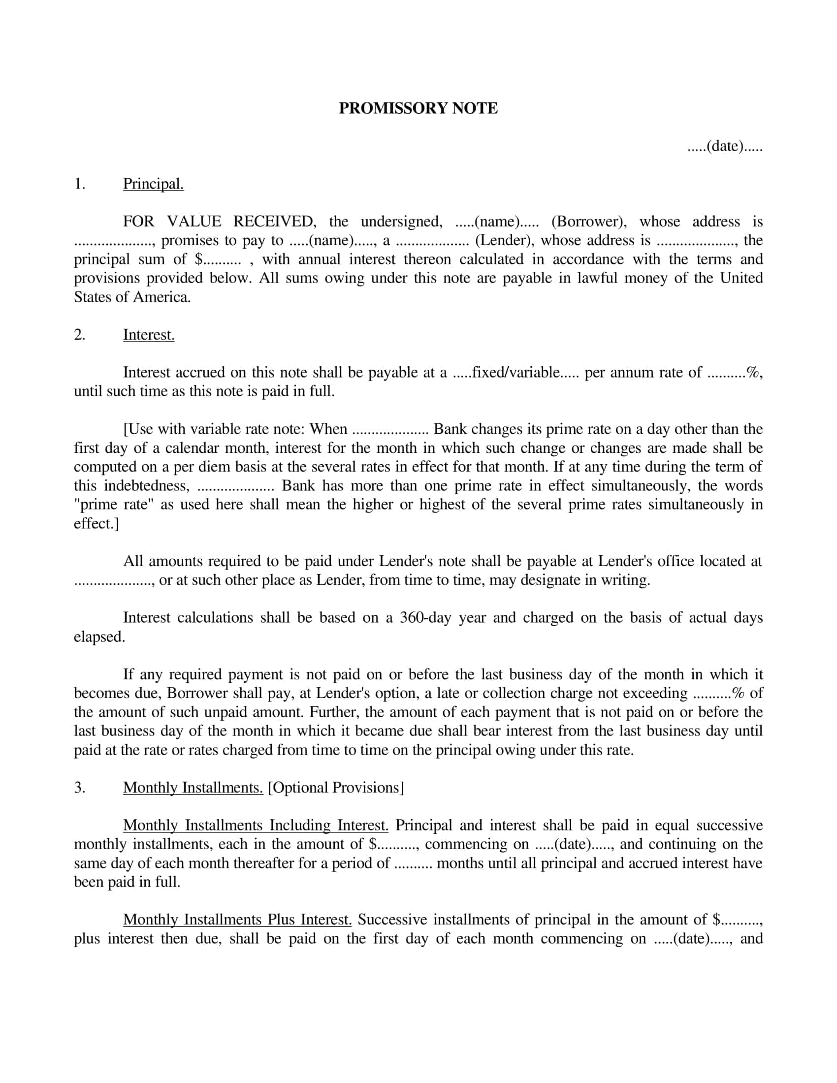 promissory note promissory note