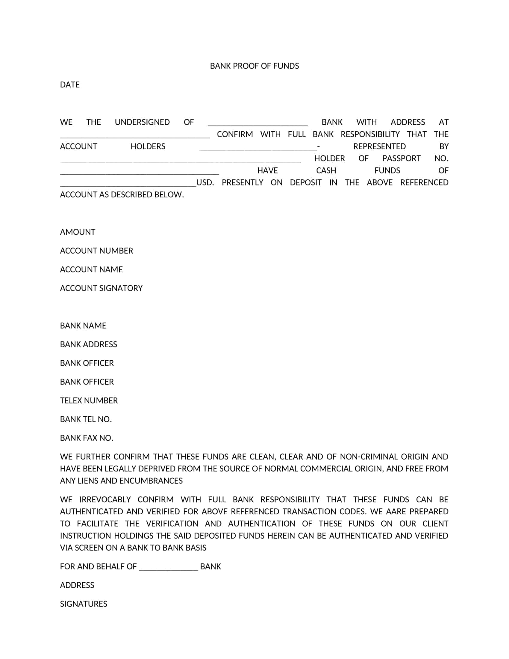 proof of funds example letter proof of funds example letter