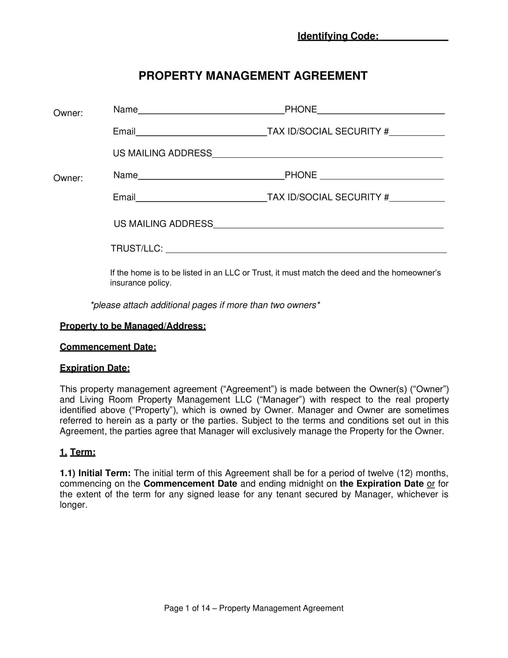 Property Management Contracts Templates Printable Art And Words