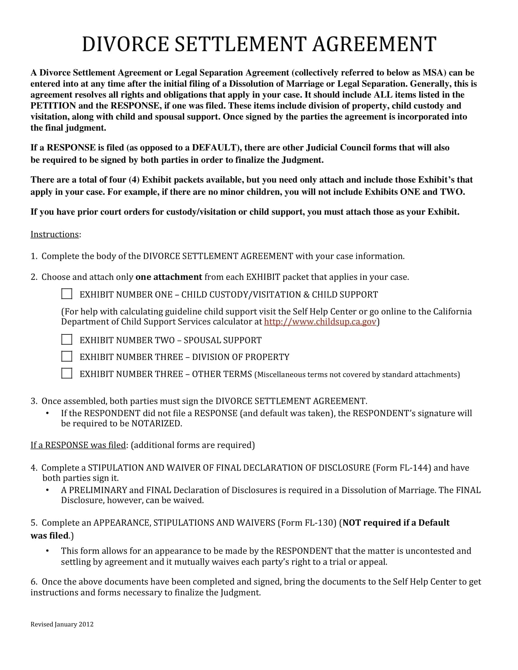 Property Settlement Agreement Template Property Settlement Agreement Template