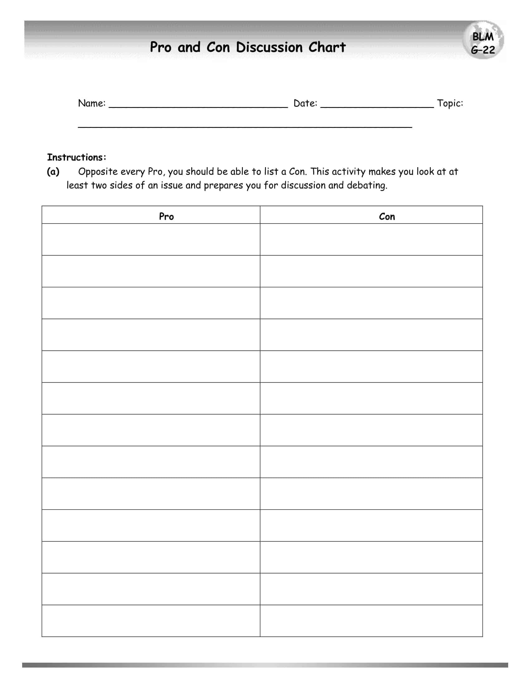 pros and cons list pros and cons list