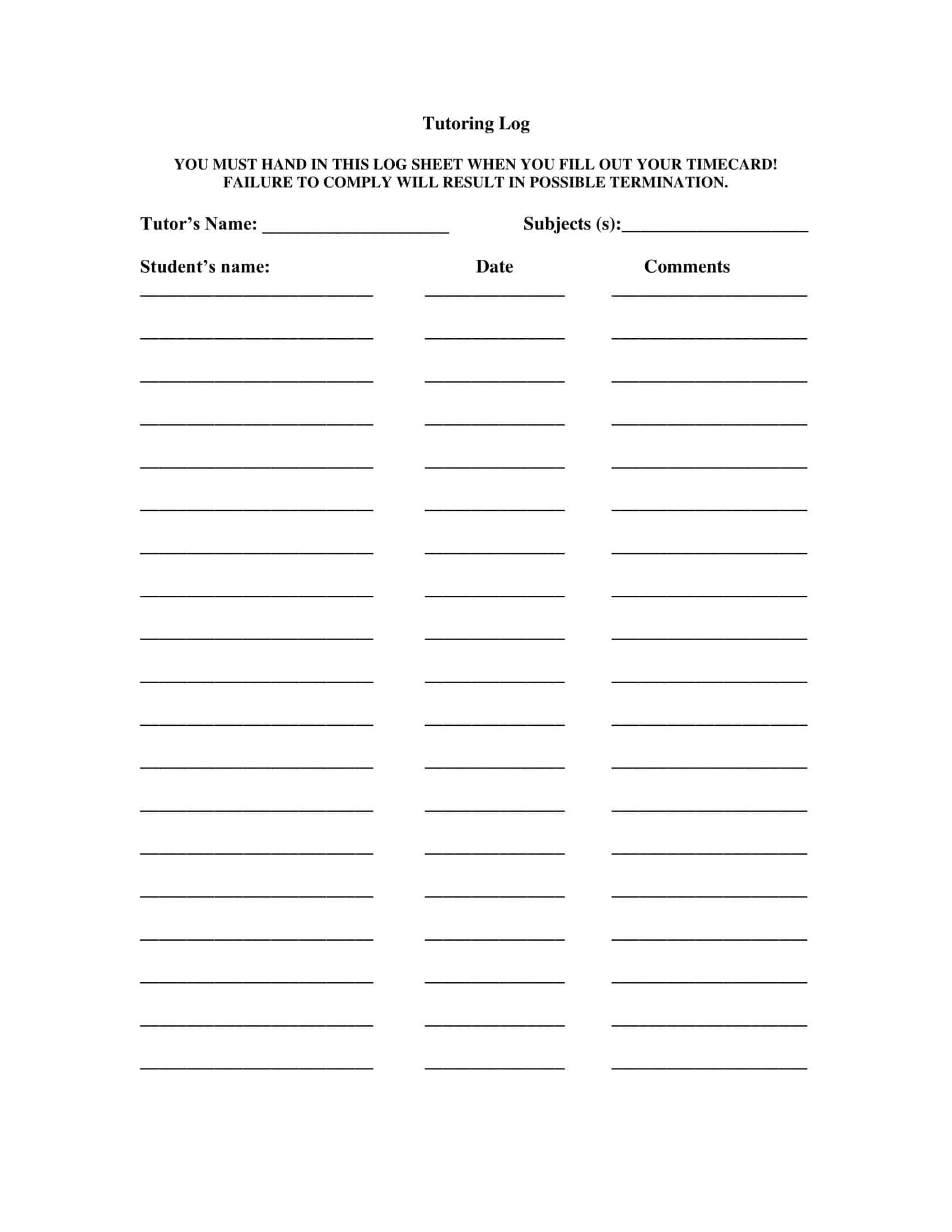 Free Printable Log Sheet Templates [Excel, Word] Drivers, Film