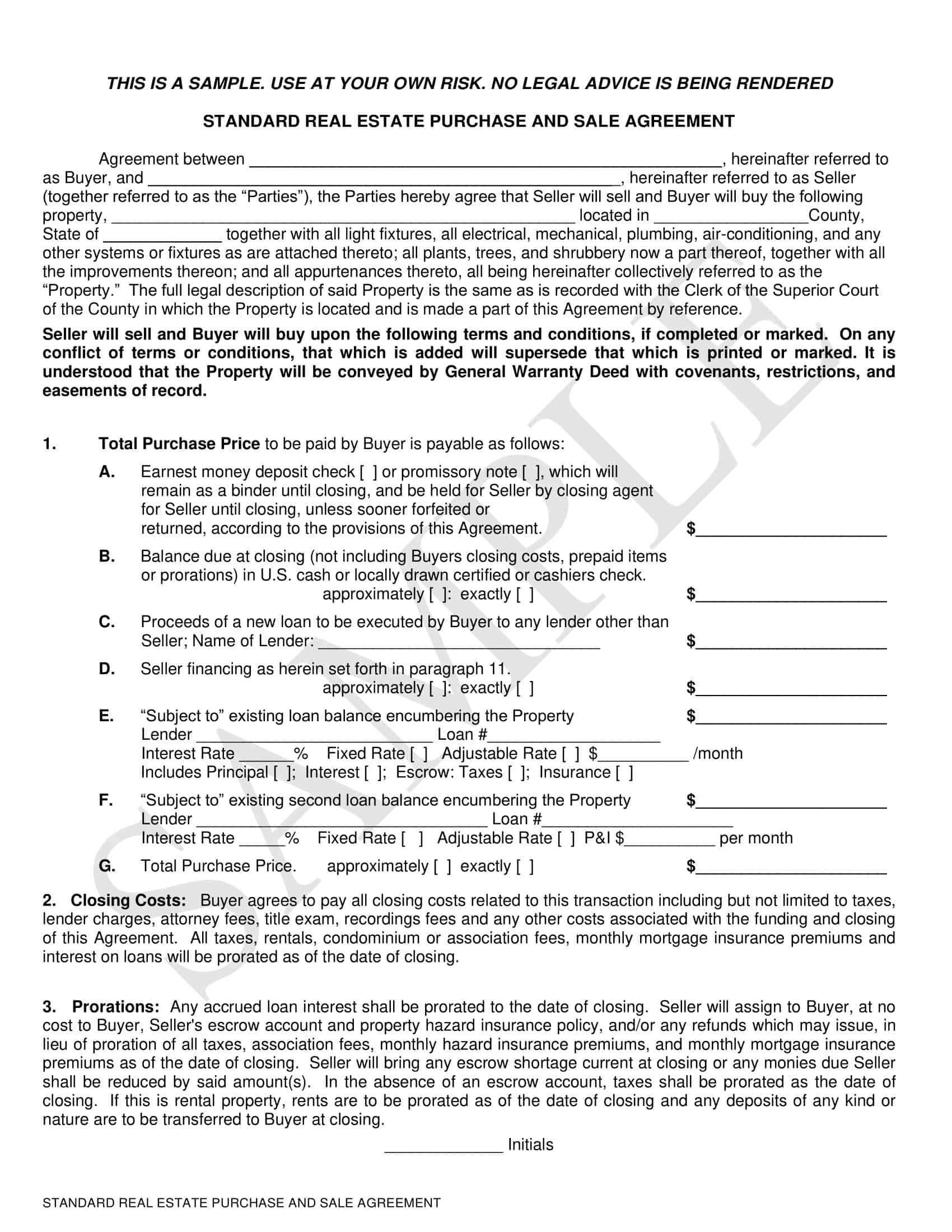 Free Printable Real Estate Purchase Agreement Templates [Word, PDF]