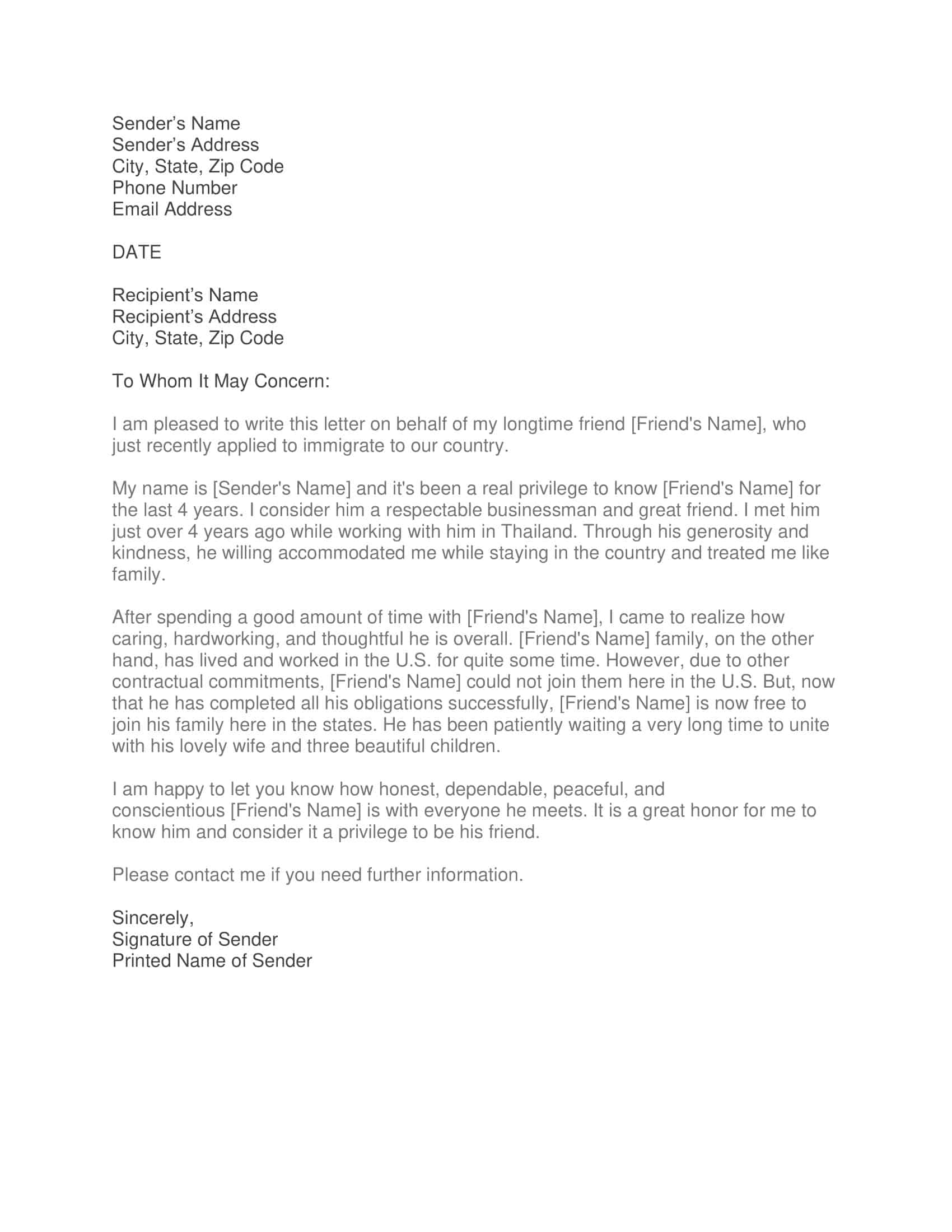 recomendation letter for immigration recomendation letter for immigration