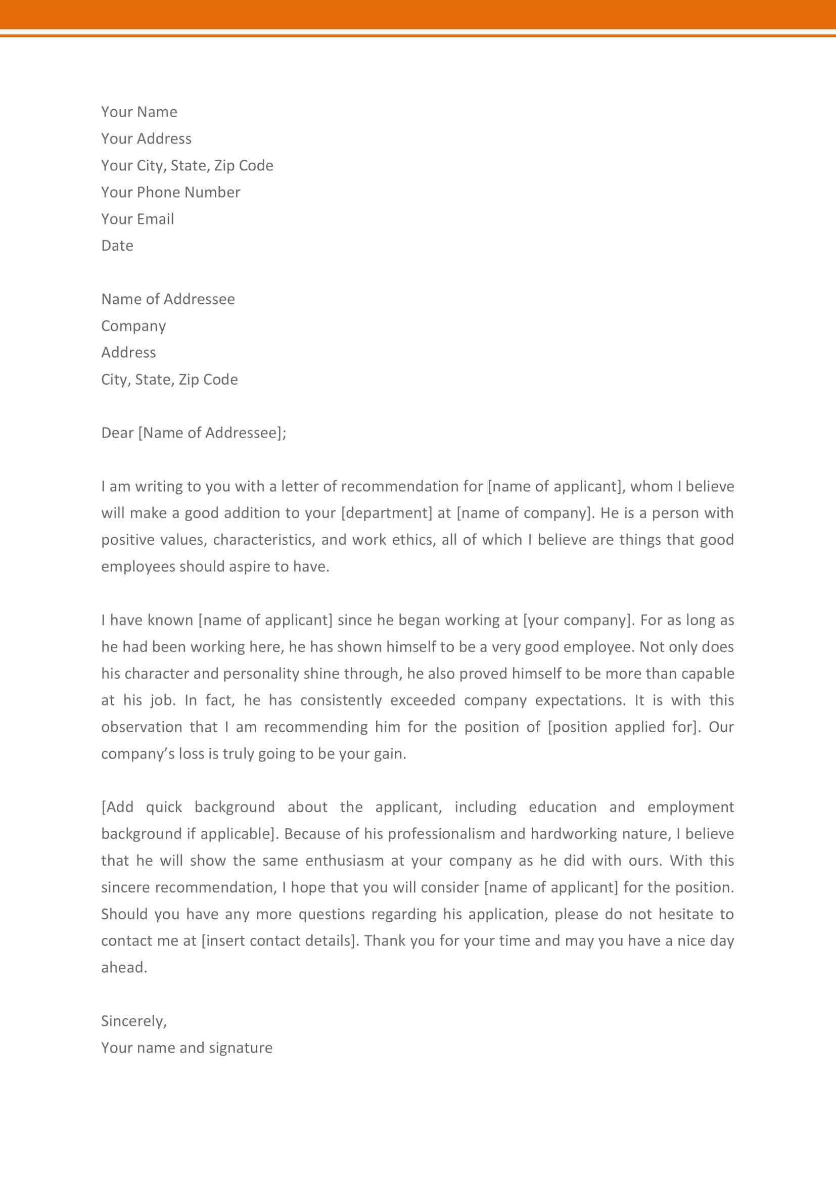 recommendation letter for former employee from manager recommendation letter for former employee from manager