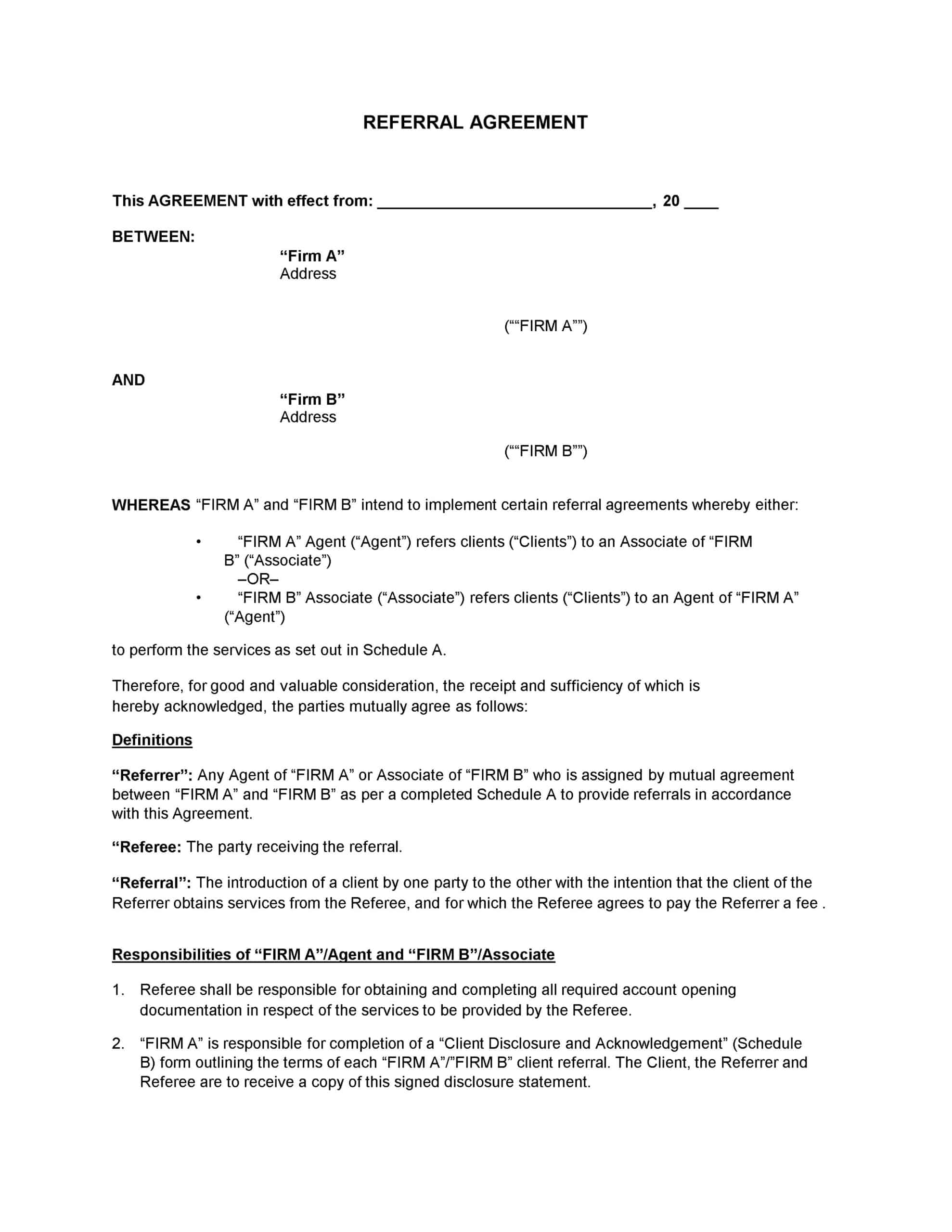 referral agreement referral agreement