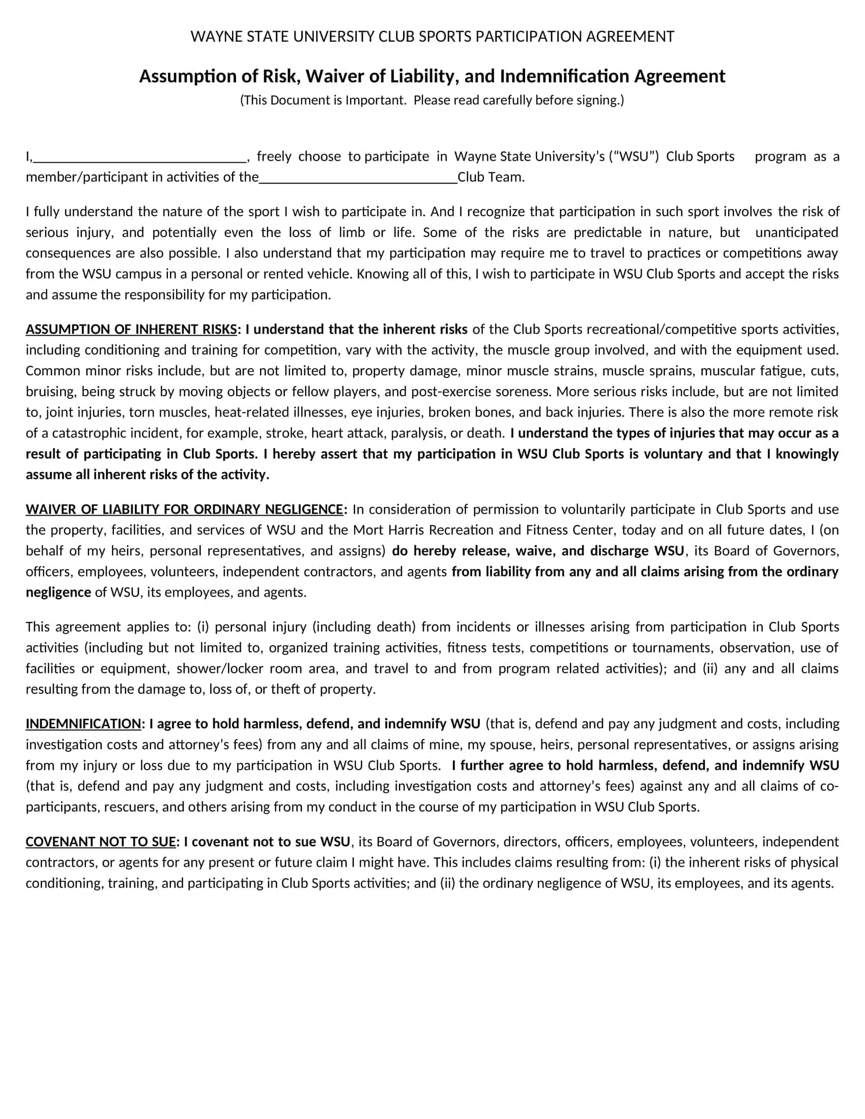 release and waiver of liability and indemnity agreement release and waiver of liability and indemnity agreement