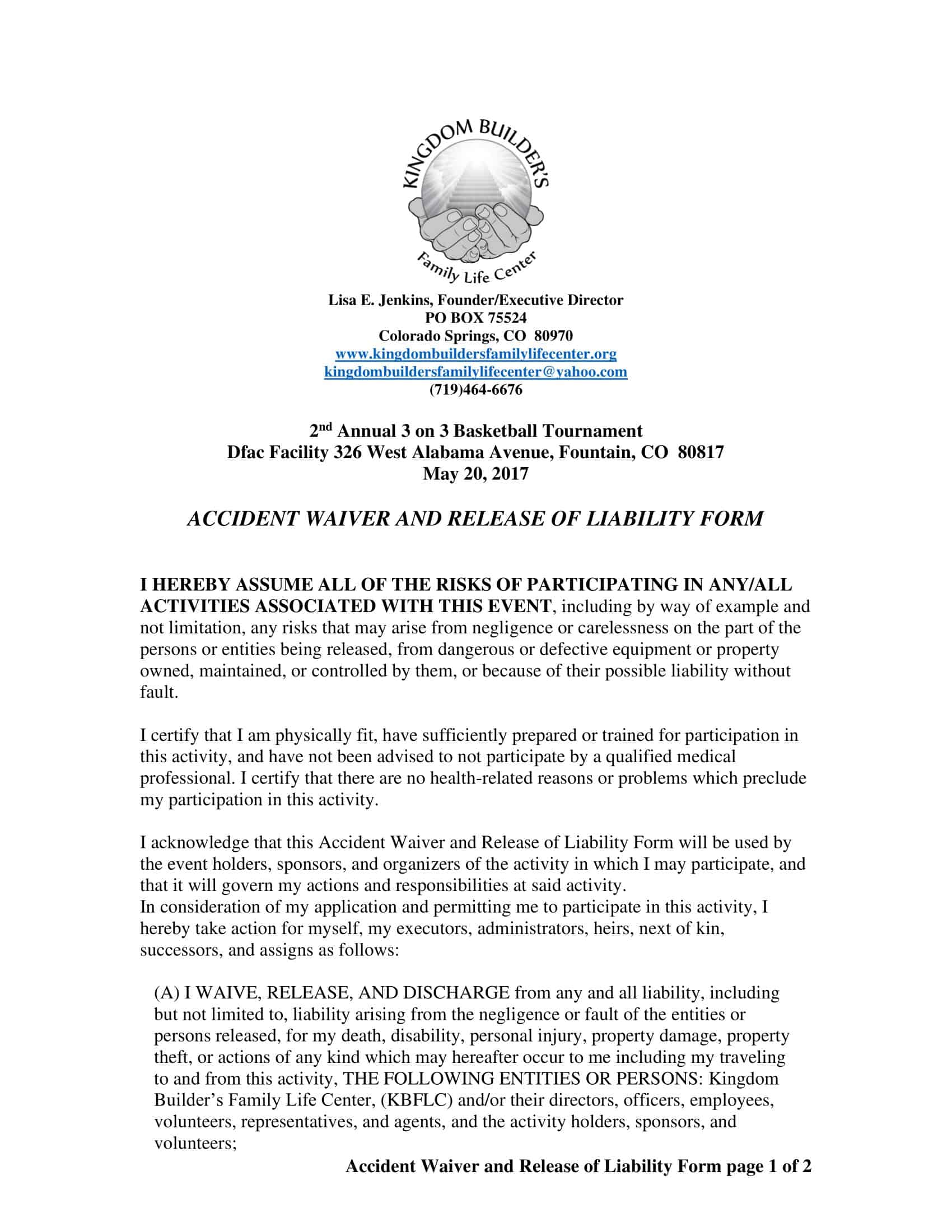 release of liability form car release of liability form car