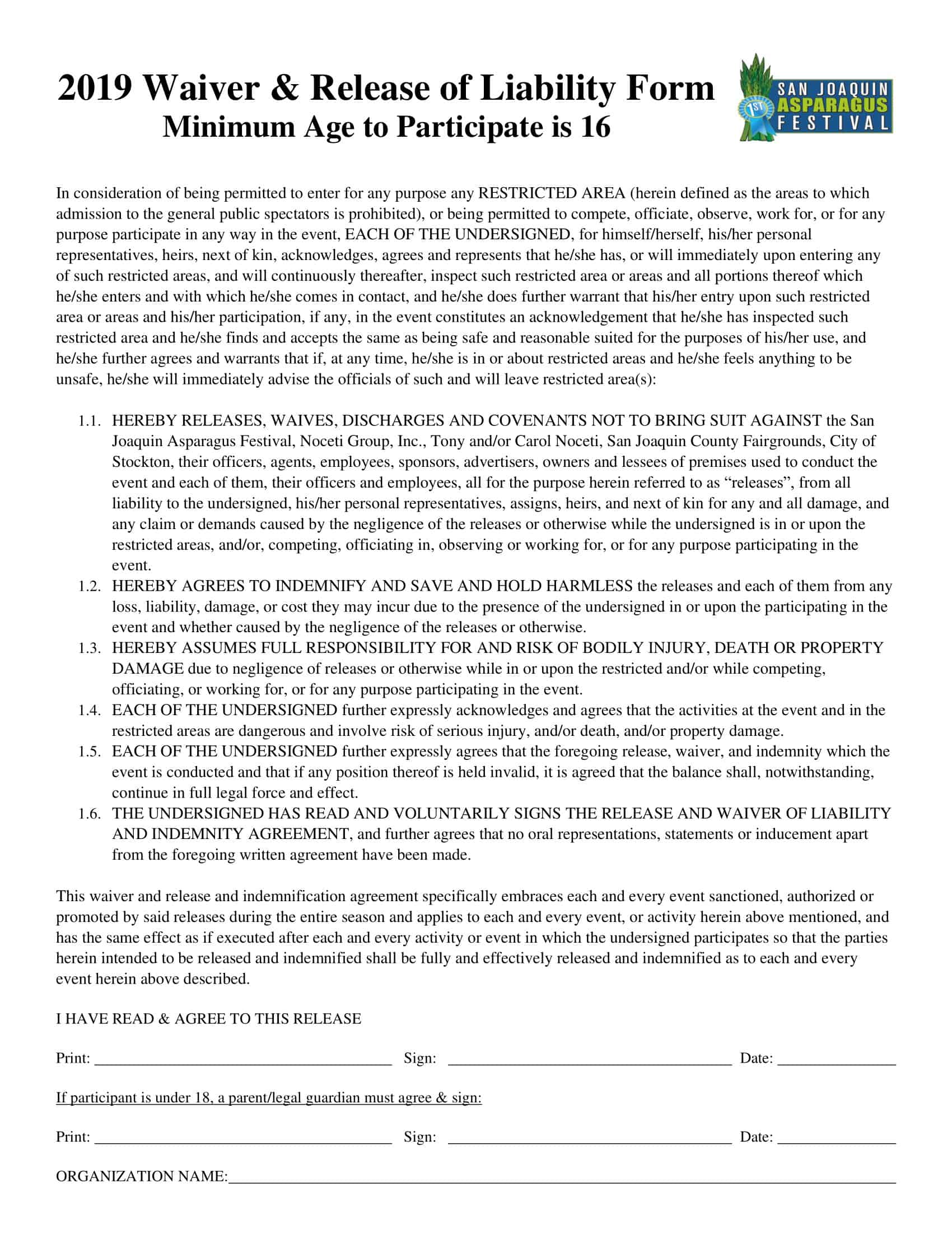 release of liability statement release of liability statement