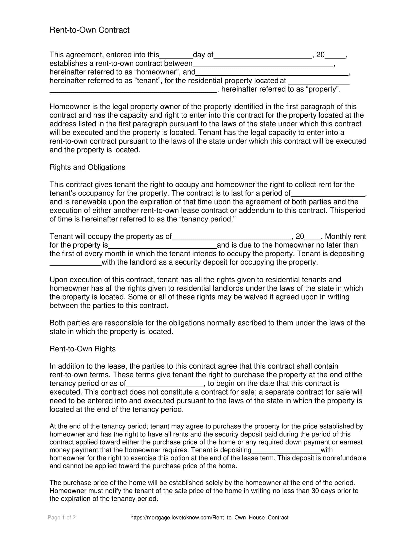 rent to own lease agreement template rent to own lease agreement template