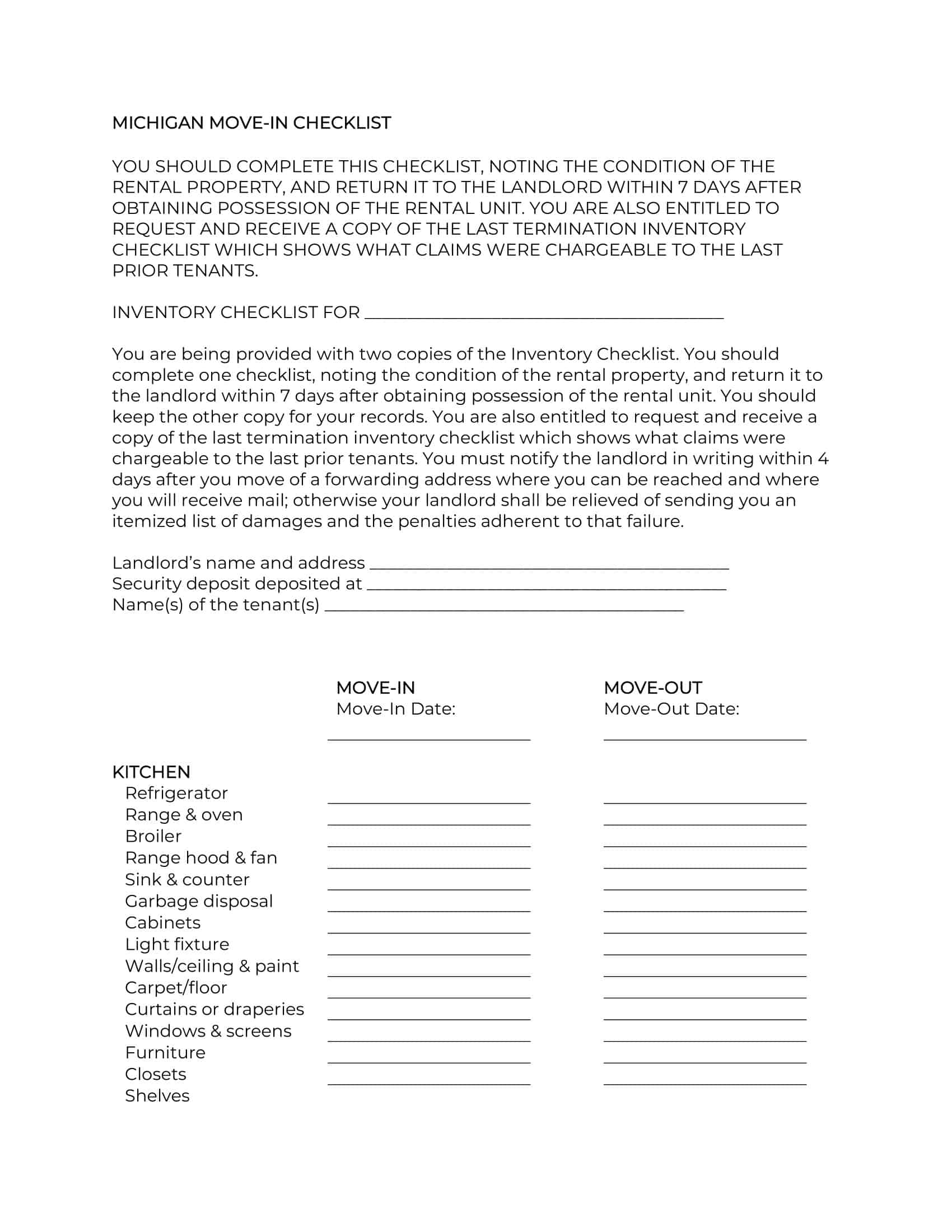 rental move in checklist rental move in checklist