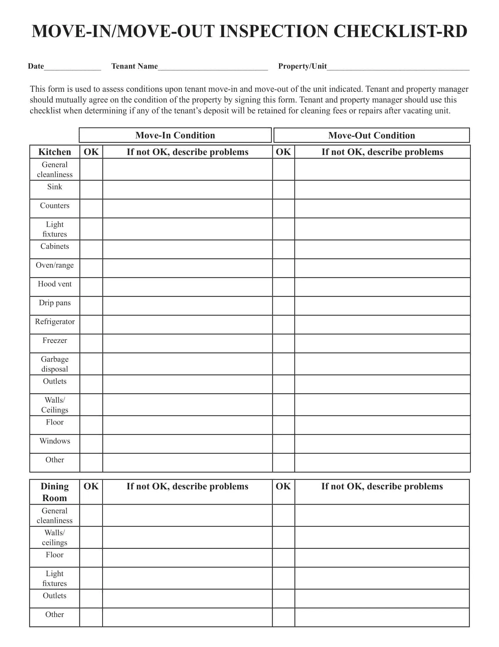 rental move out cleaning checklist rental move out cleaning checklist