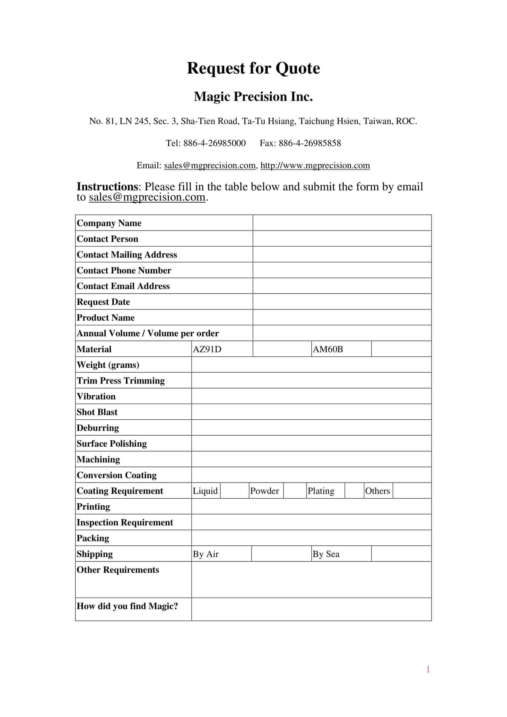 request for quote process request for quote process