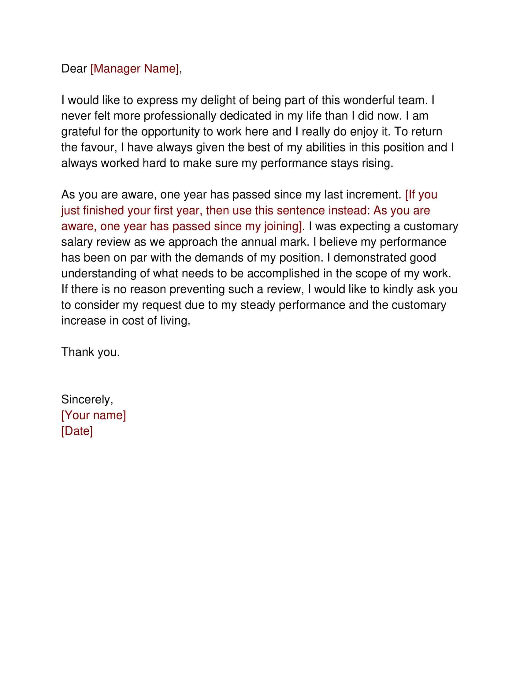 requesting a salary increase letter requesting a salary increase letter