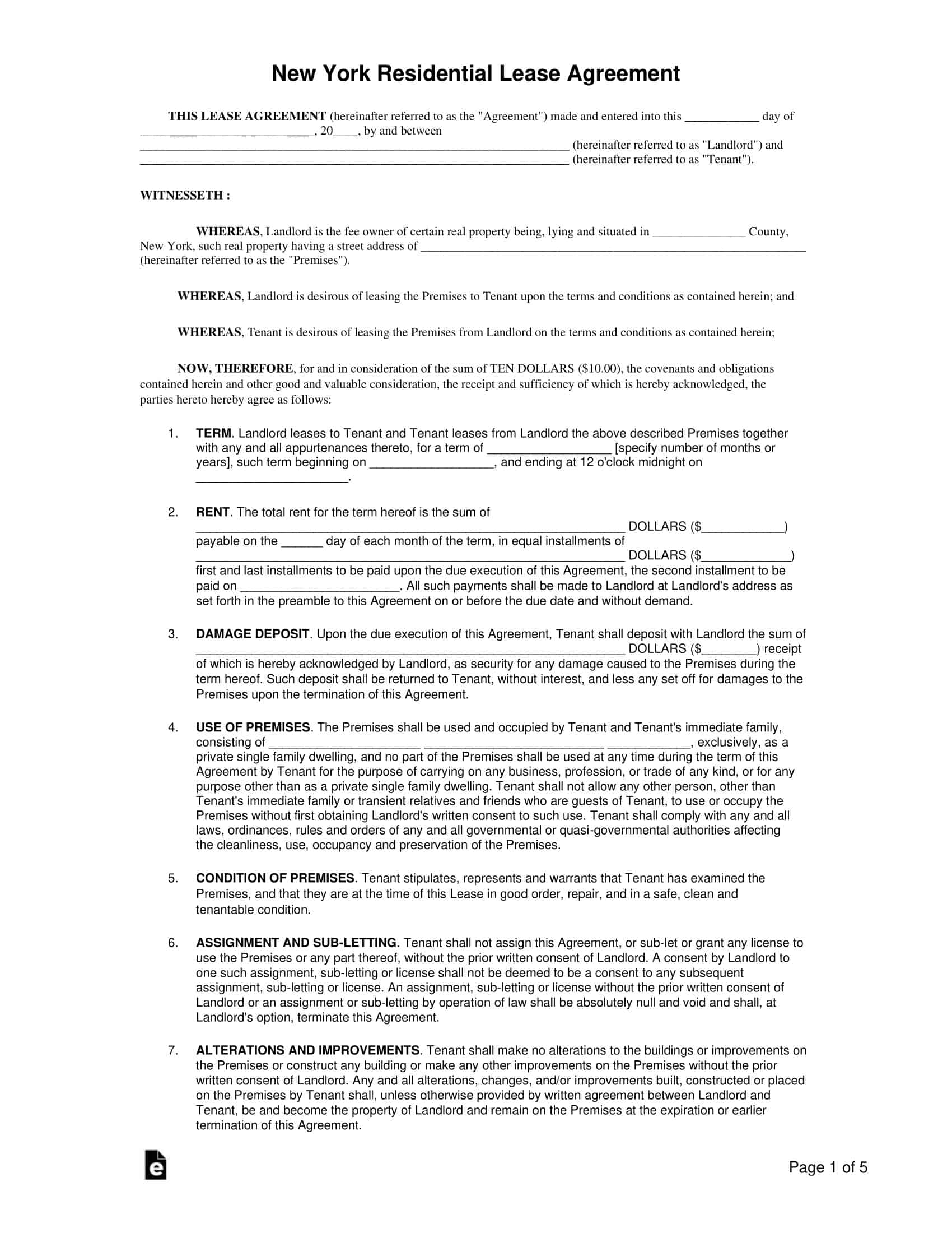 Free Printable Residential Lease Agreement Templates PDF Excel Free Printable Residential Lease Agreement Templates PDF Excel