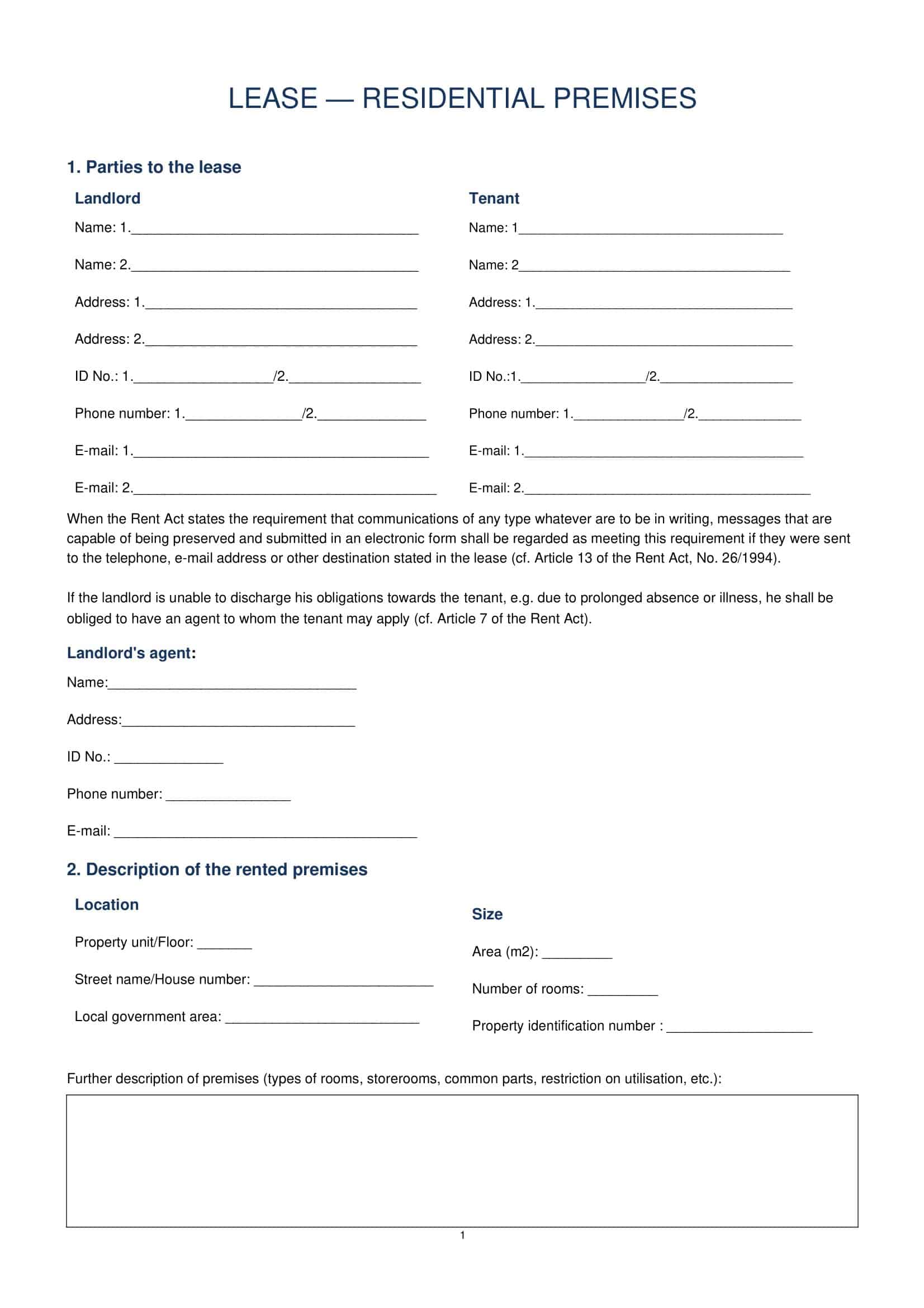 residential leasing agreement residential leasing agreement