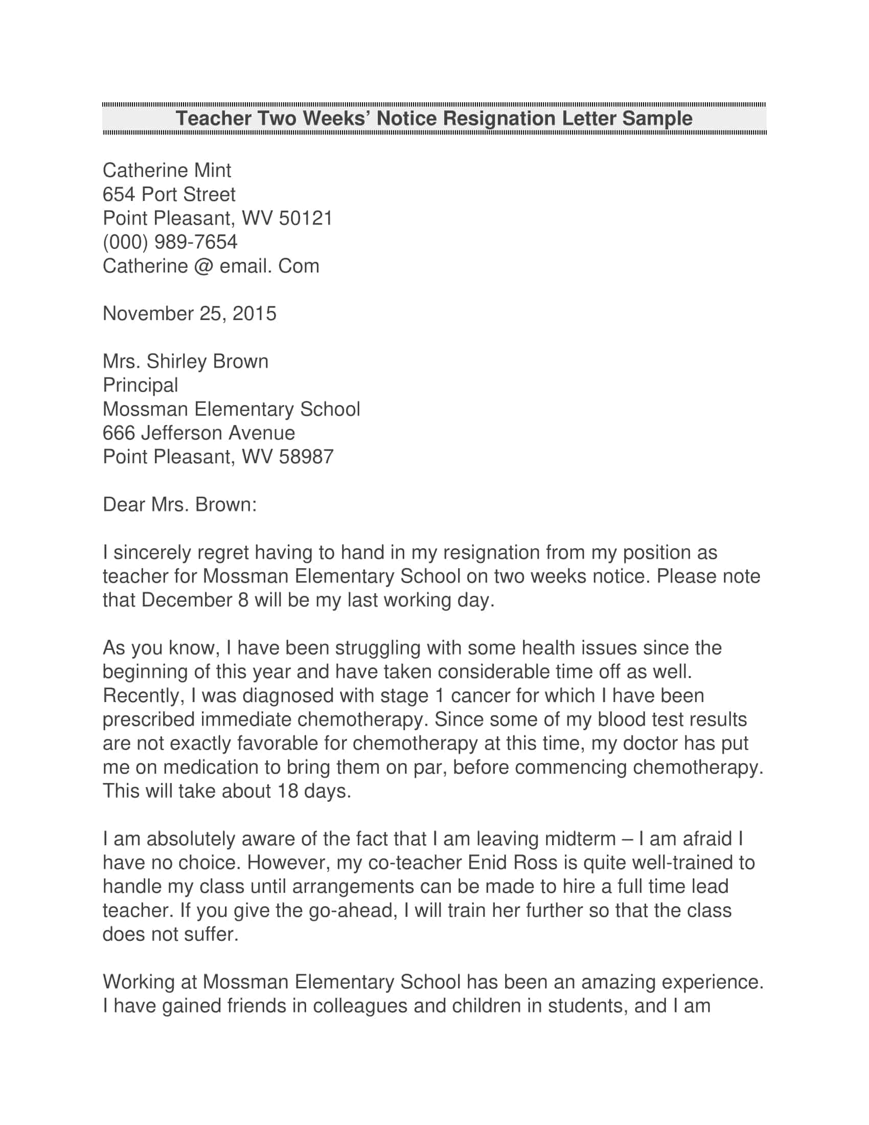 resignation letter as teacher resignation letter as teacher