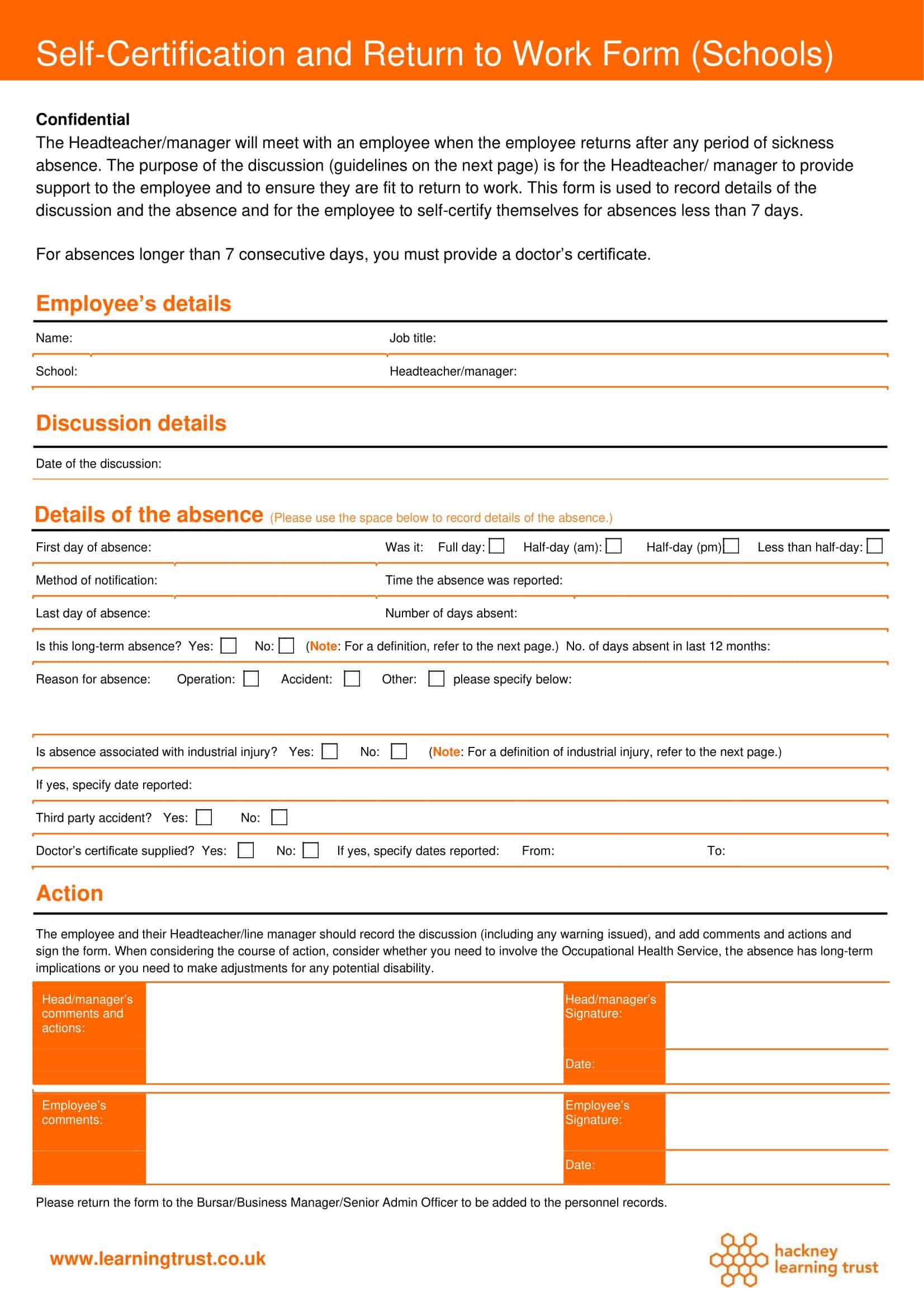 return to work form after sickness return to work form after sickness