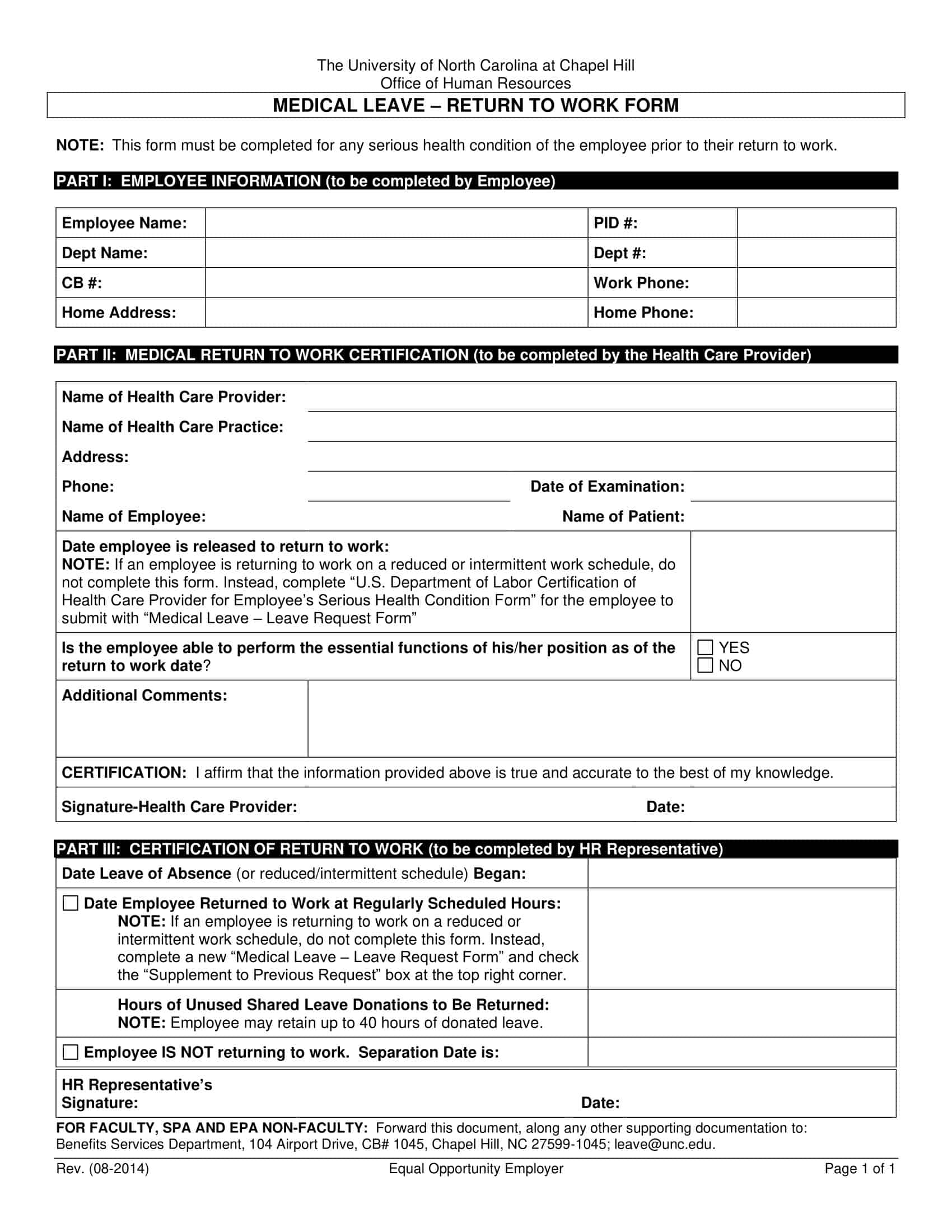 return to work release form return to work release form