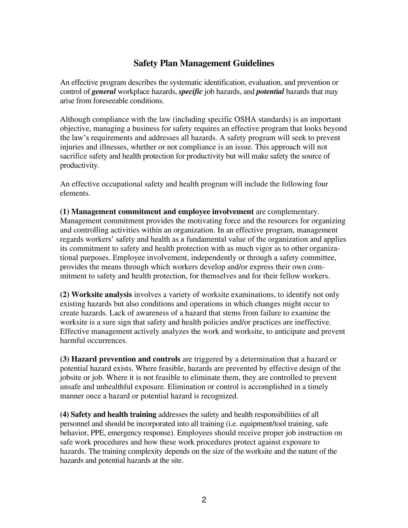 safety management plan safety management plan