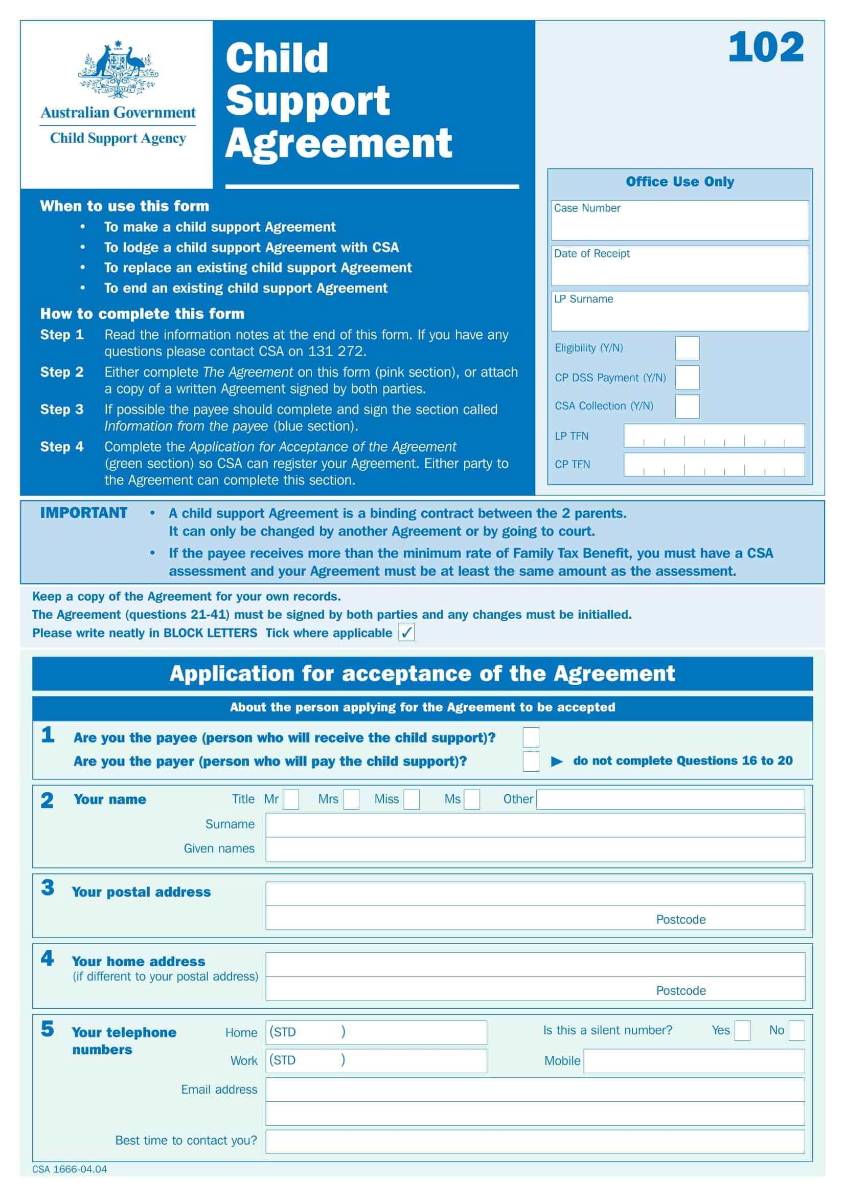 Free Child Support Agreement Templates [PDF, Word] Without Court
