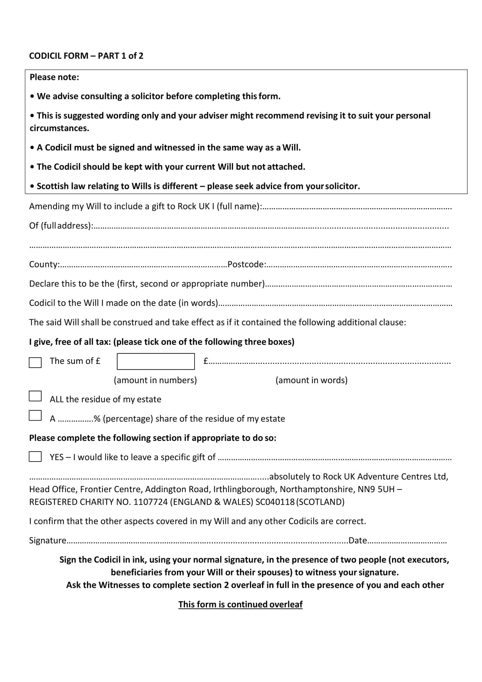Free Printable Codicil To Will Templates PDF Word Form Free Printable Codicil To Will Templates PDF Word Form