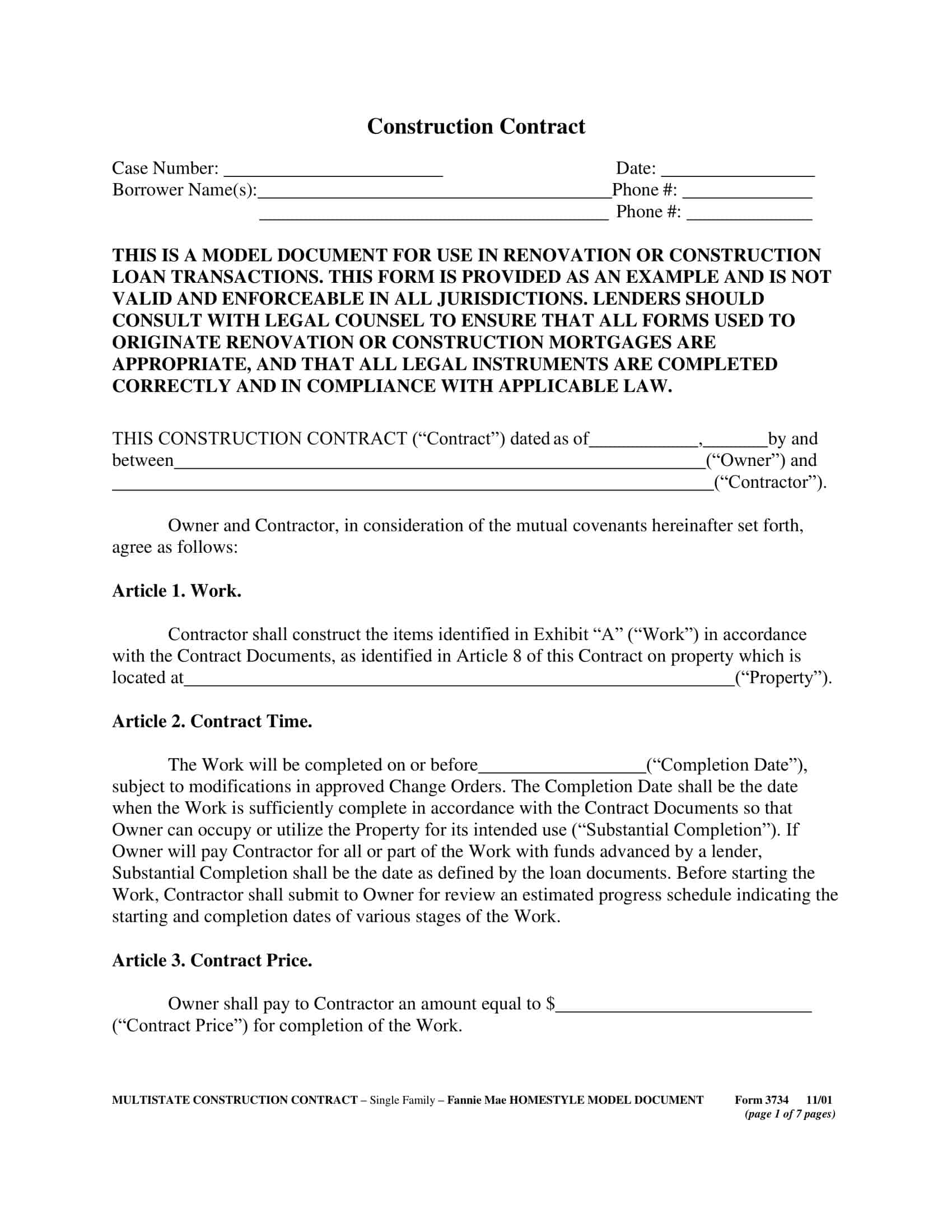Free Printable Construction Contract Templates PDF Word Sample Free Printable Construction Contract Templates PDF Word Sample