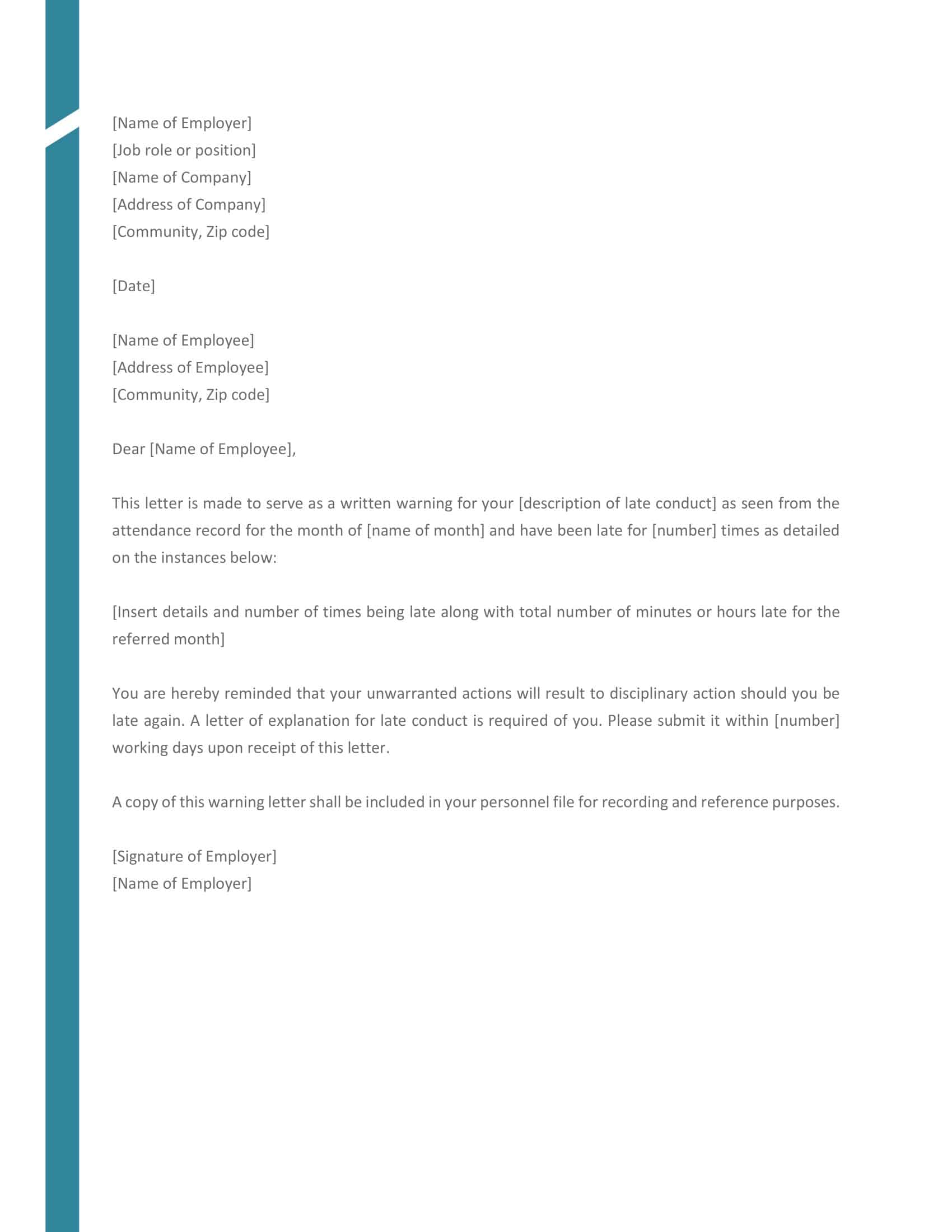 sample employee warning letter sample employee warning letter