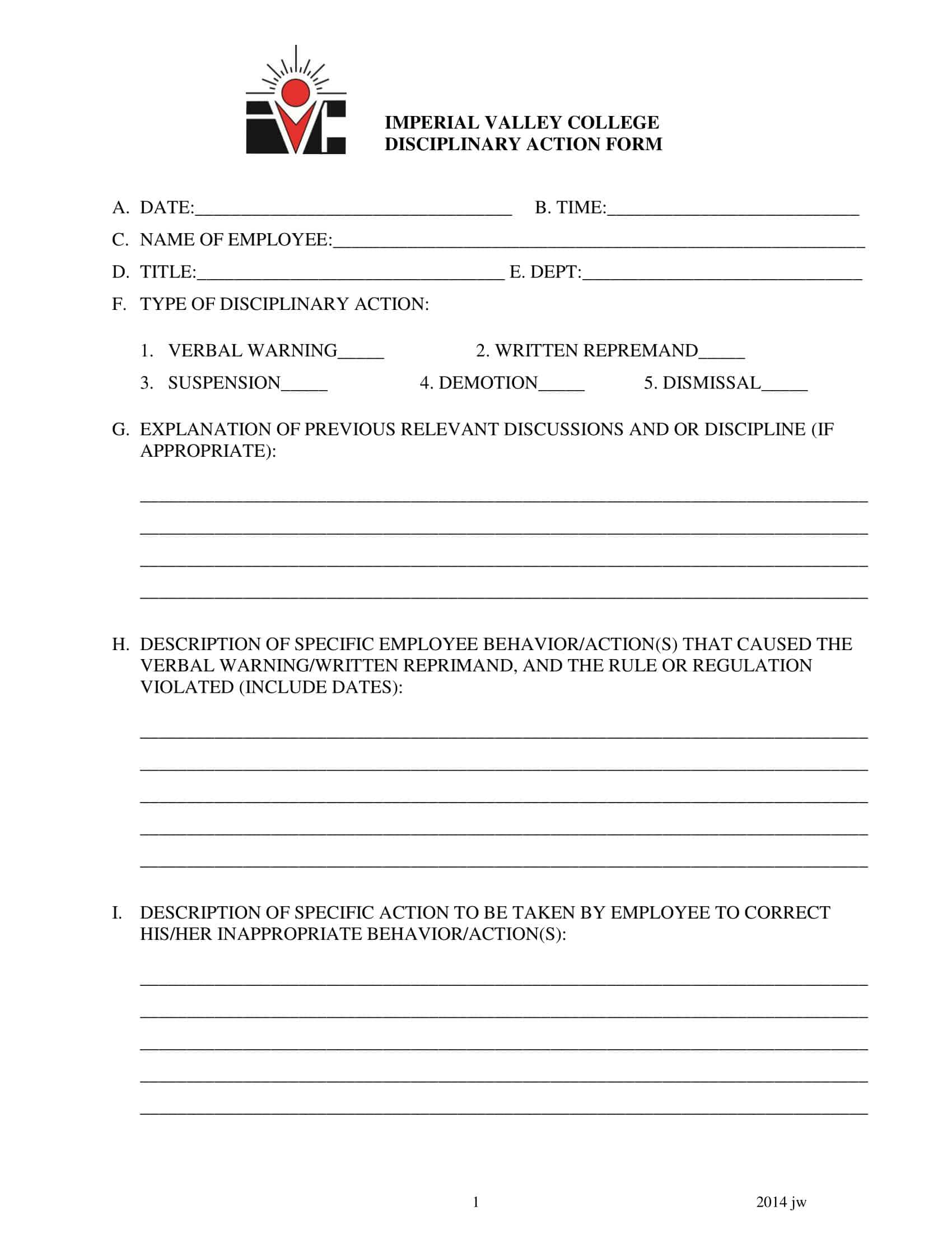 Medical Employee Write Up Form Medical Employee Write Up Form