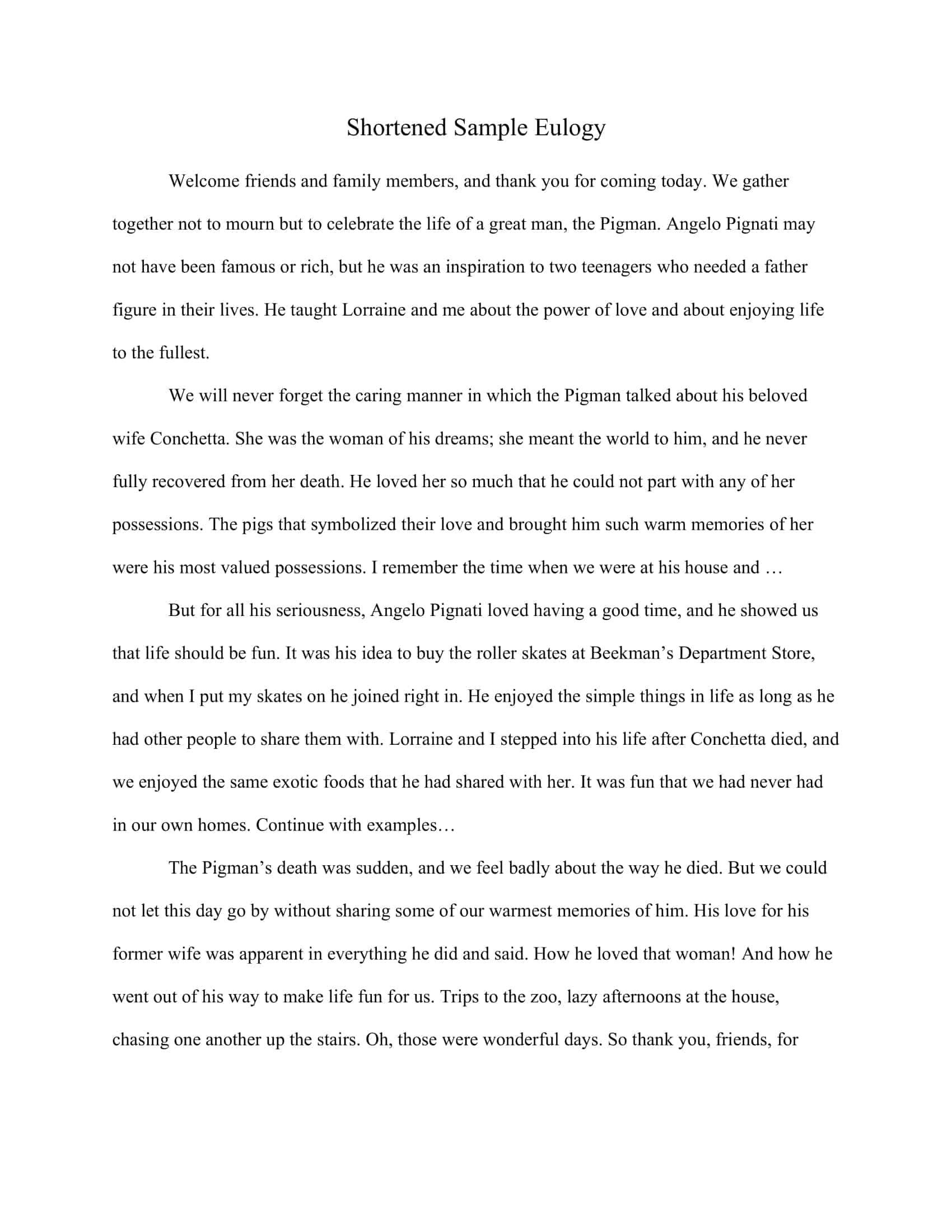 sample eulogy sample eulogy