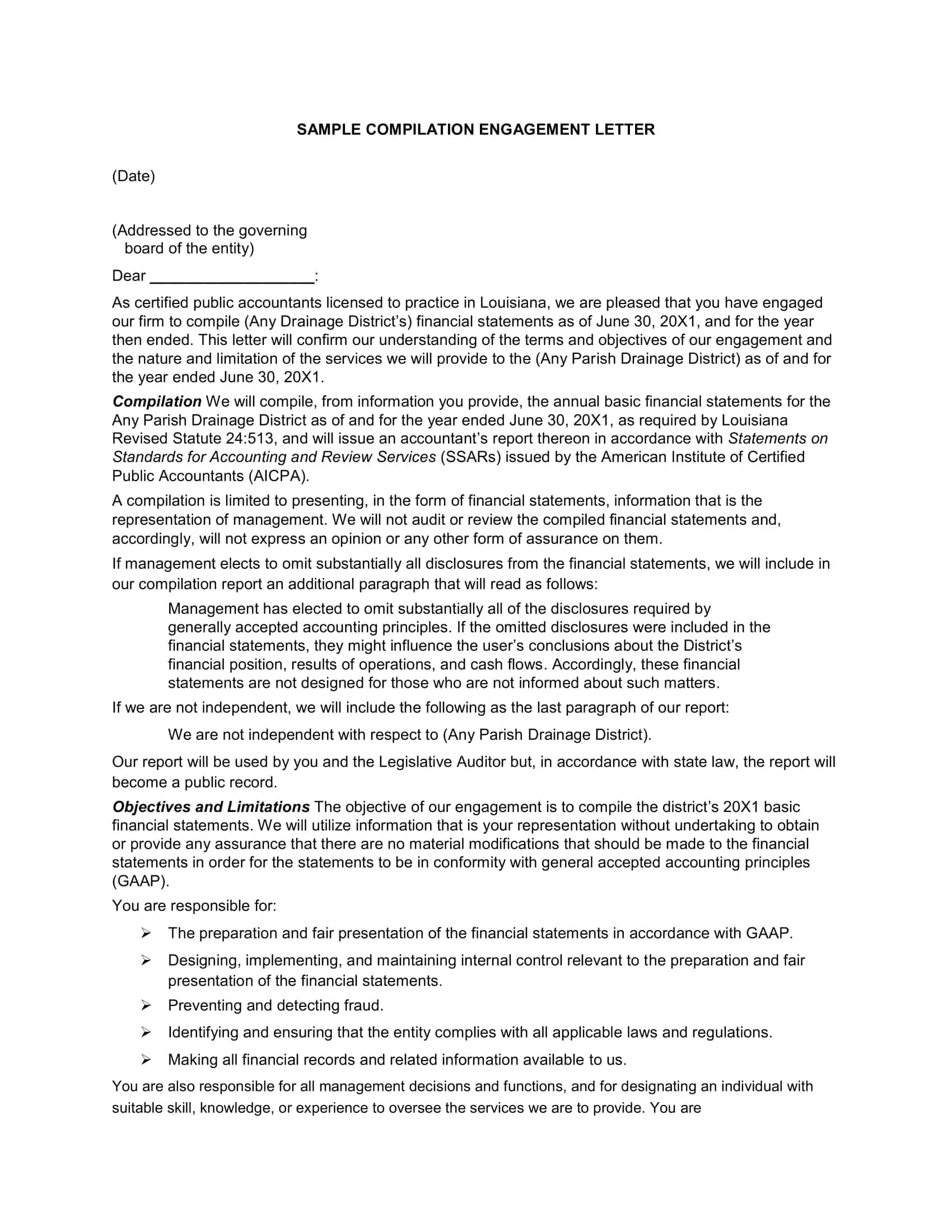 sample letter of engagement sample letter of engagement