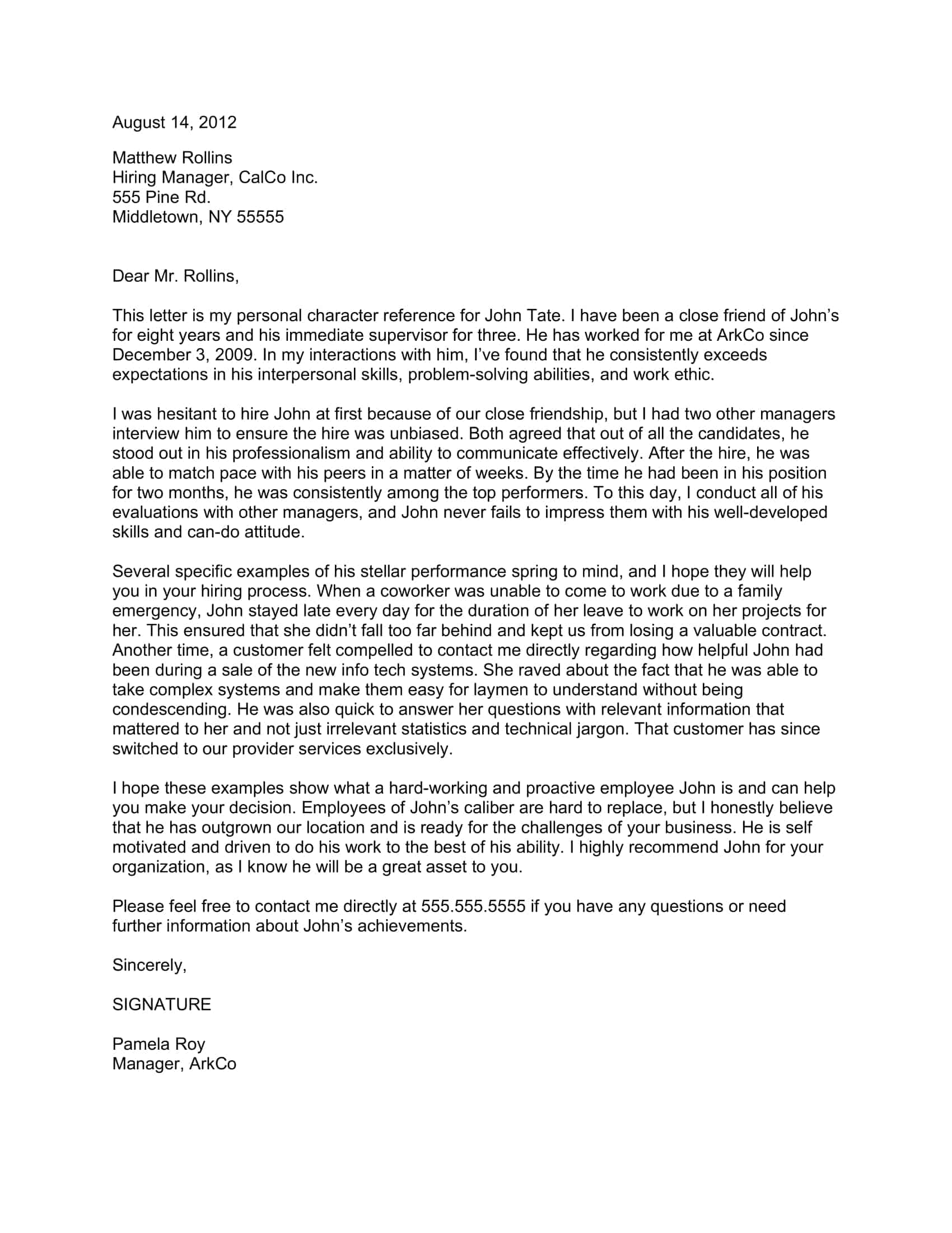 sample letter of personal reference sample letter of personal reference