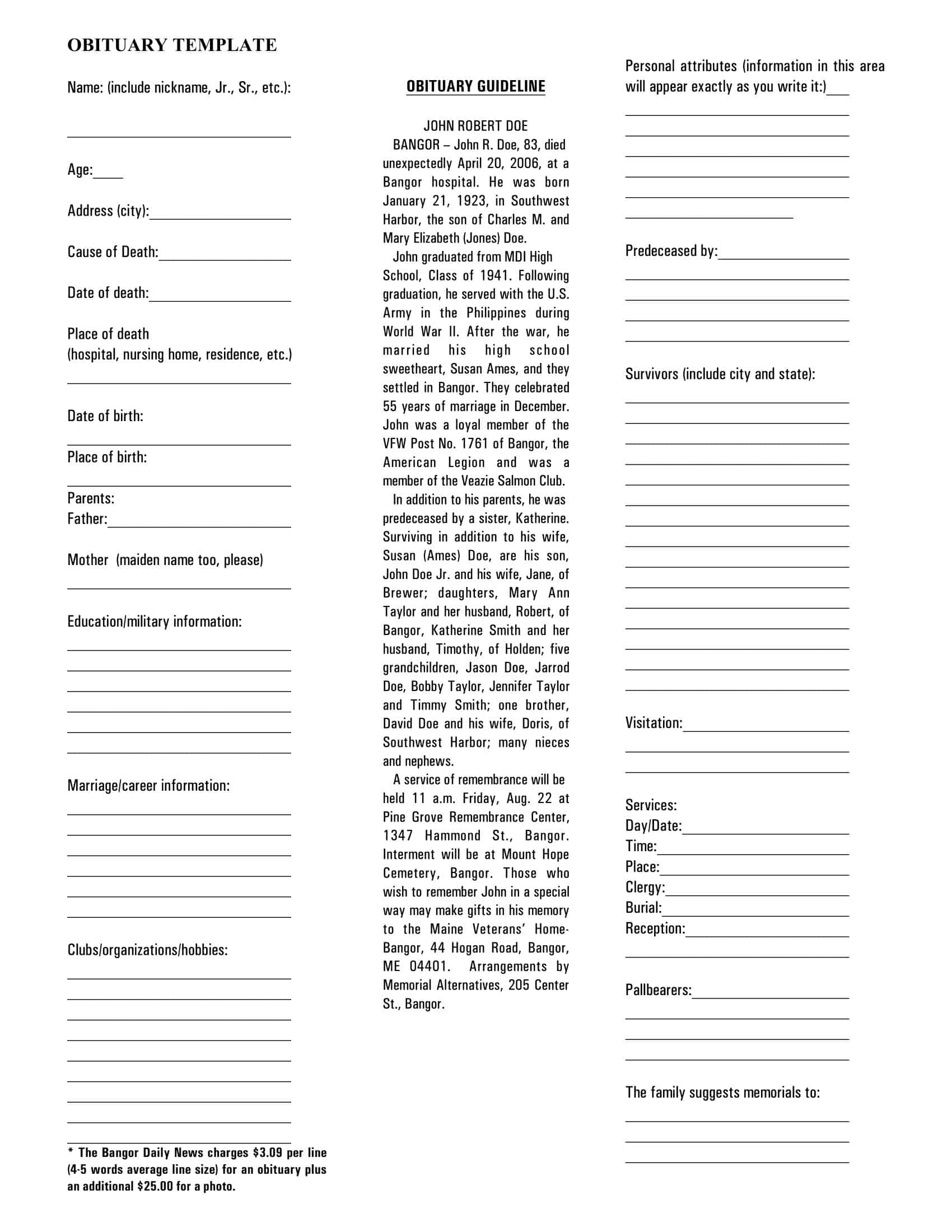 sample obituary templates sample obituary templates