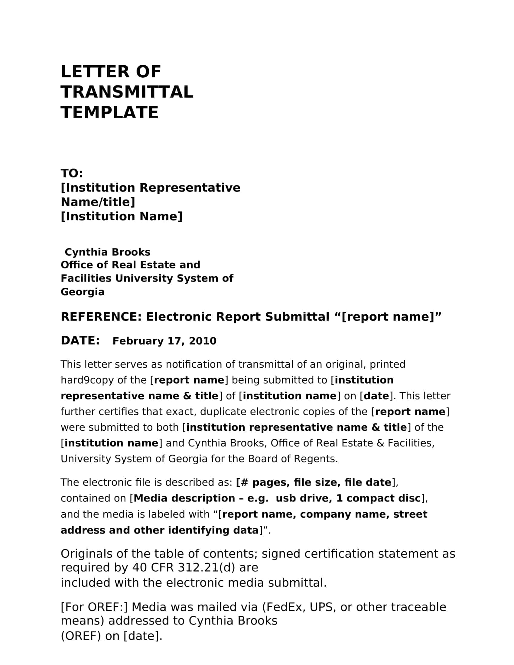 Free Printable Letter Of Transmittal Templates [Word, Excel]