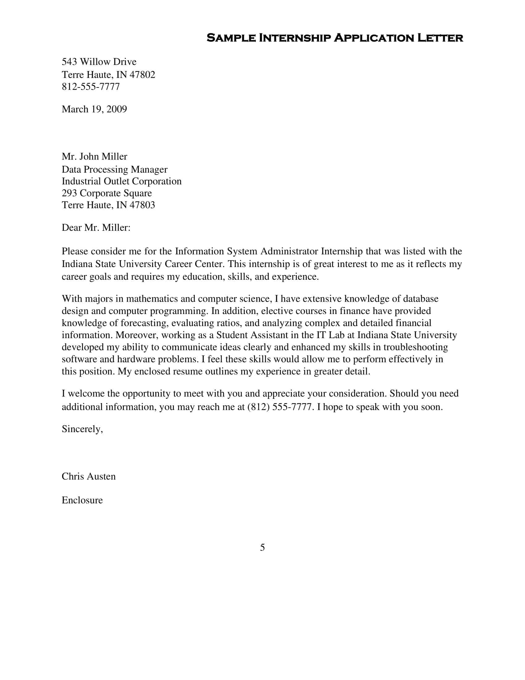 sample of an application letter sample of an application letter