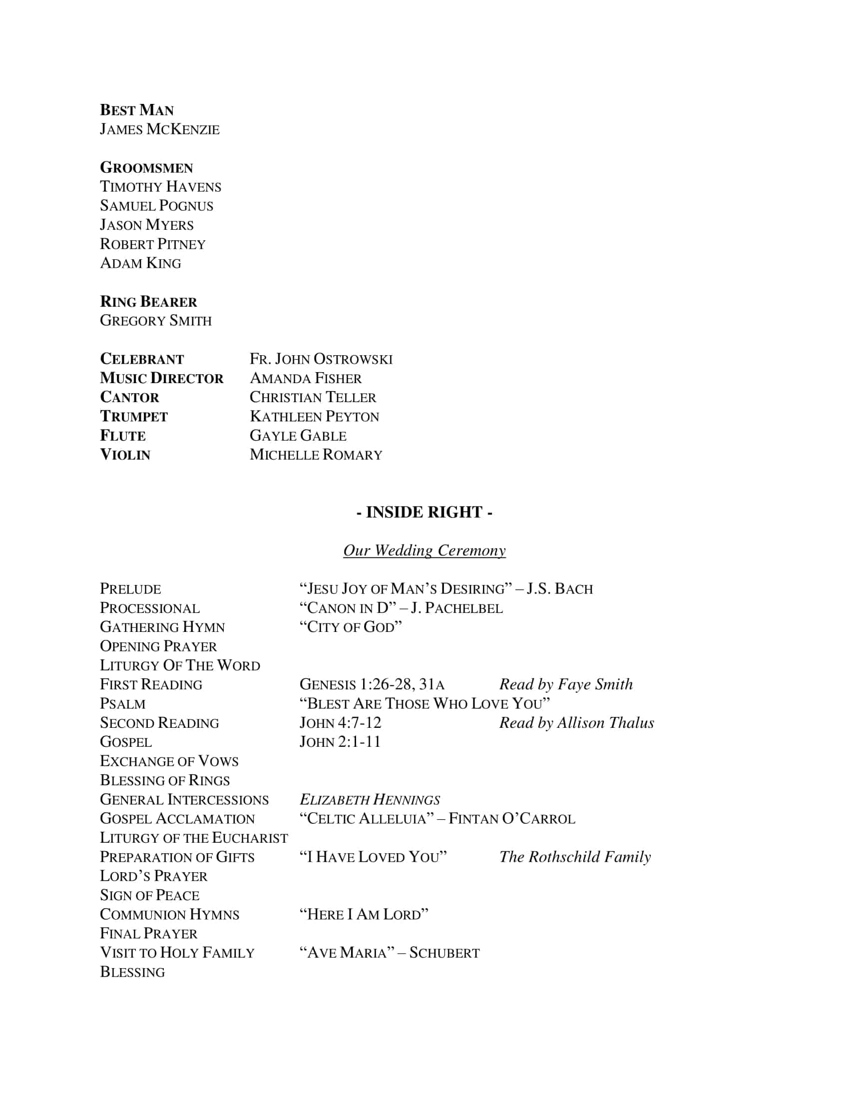 sample of wedding programs sample of wedding programs