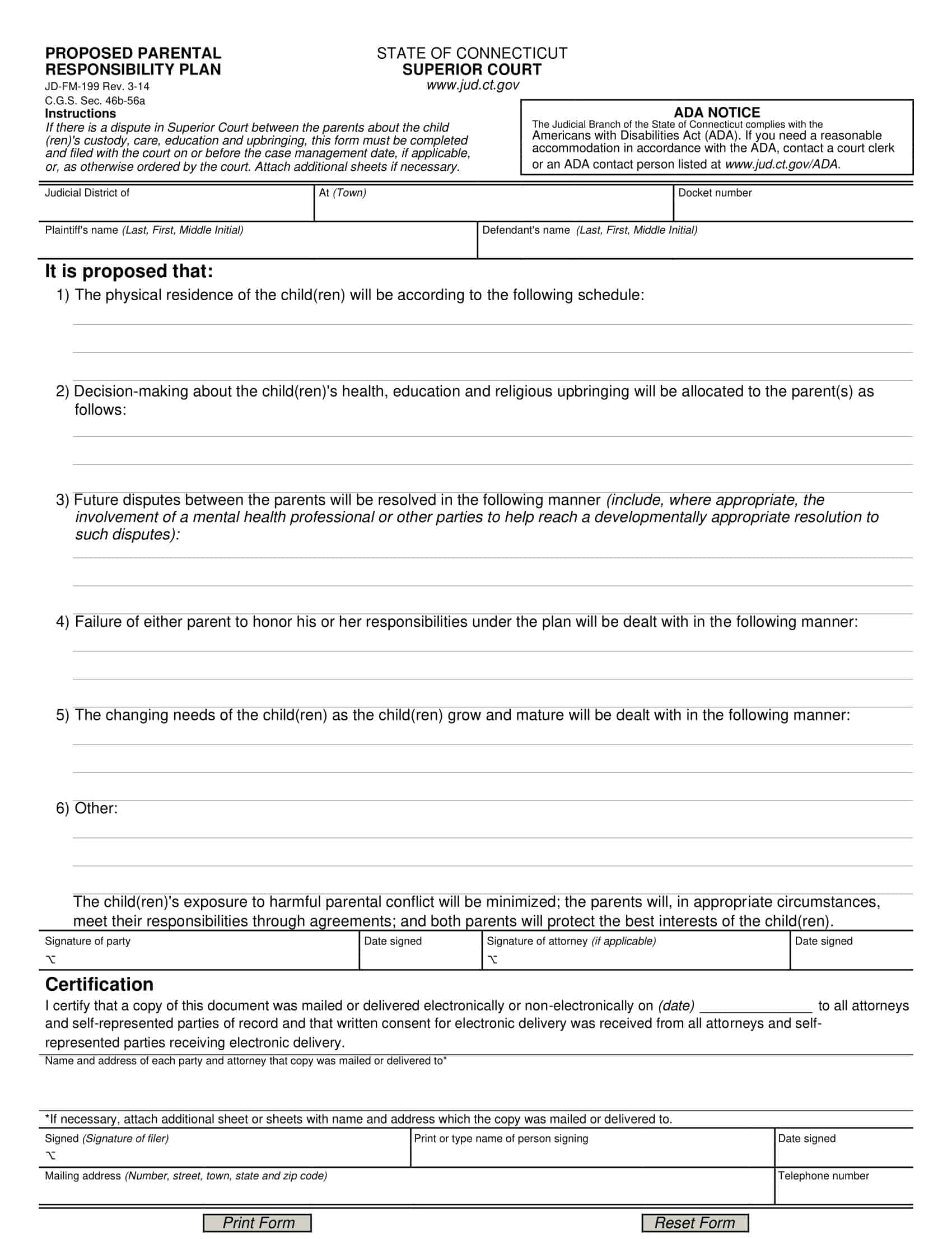 sample parenting plans sample parenting plans