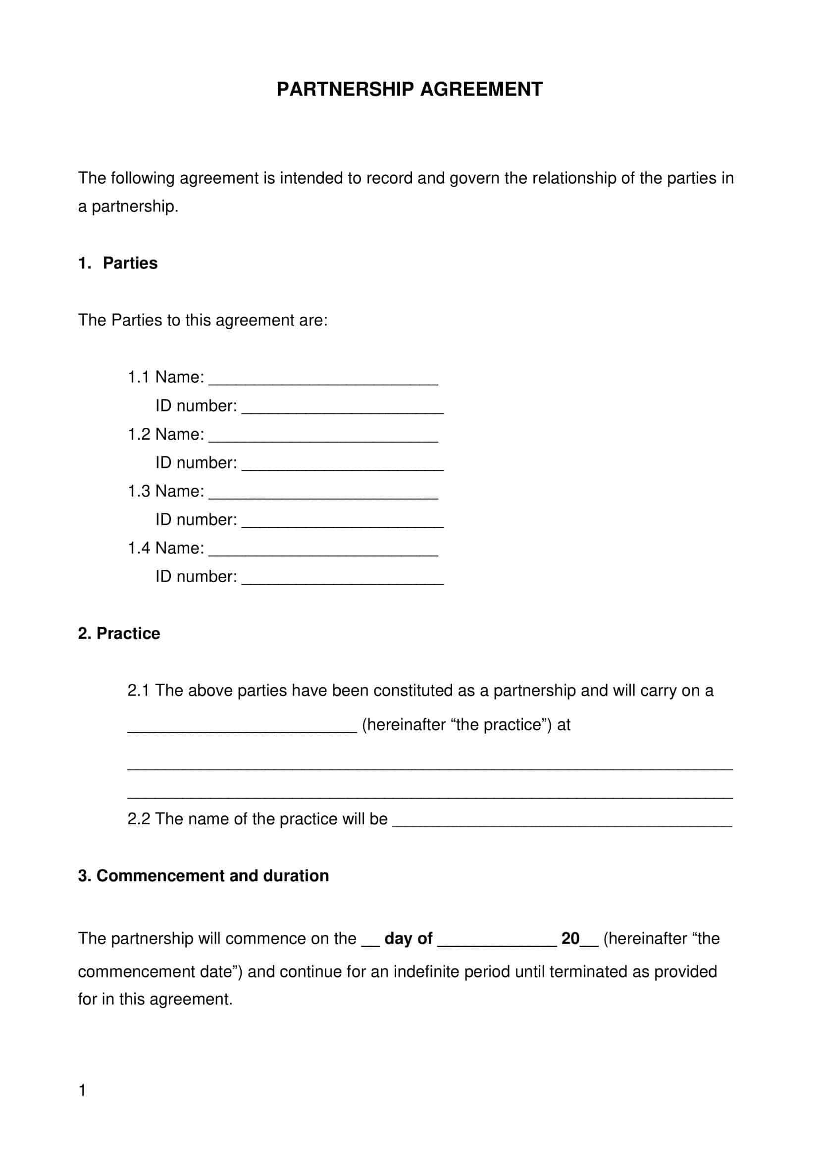 sample partnership agreement sample partnership agreement