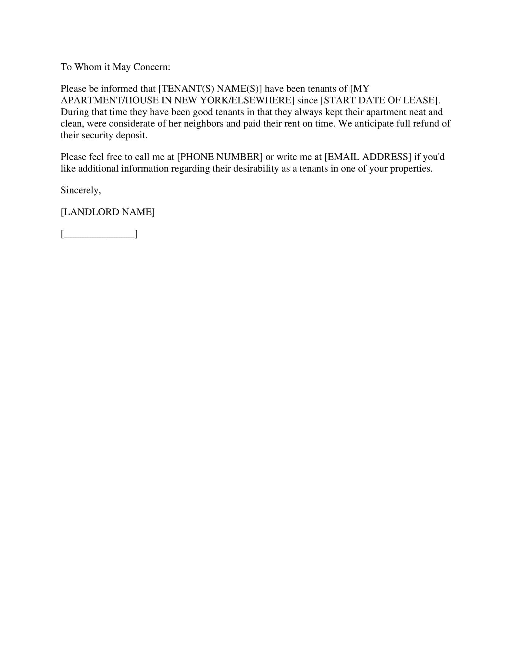 sample reference letter from landlord sample reference letter from landlord